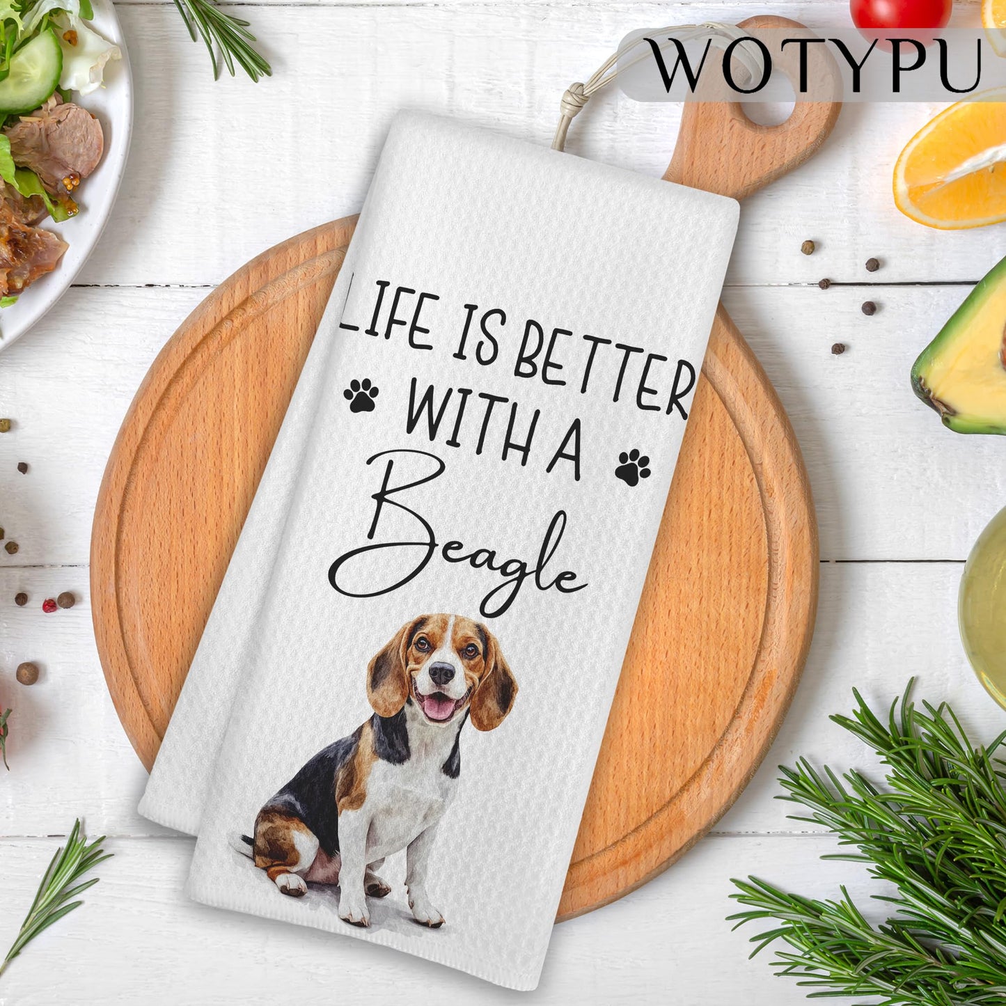 Beagle Gift Kitchen Towels, Beagle Lover Gifts Dish Tea Towel for Kitchen Decor, Funny Western Dog Hand Towels for Bathroom Decor, 16x24 Inch BST326L
