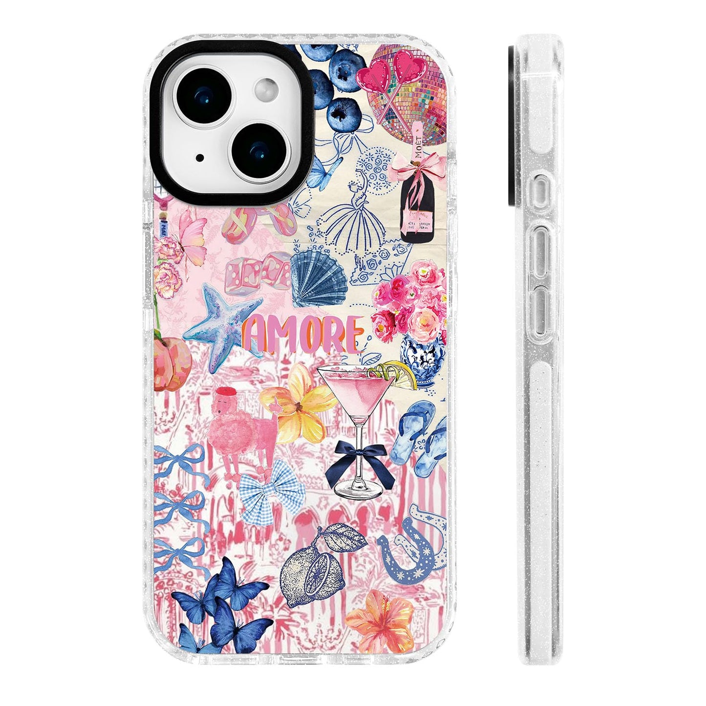 for iPhone 16 Pro Case [Military-Grade Drop Protection/Stylish Soft TPU Protective/Camera Protection/for Women & Girls] - Beach Party Collage Pattern with Mermaid WN420