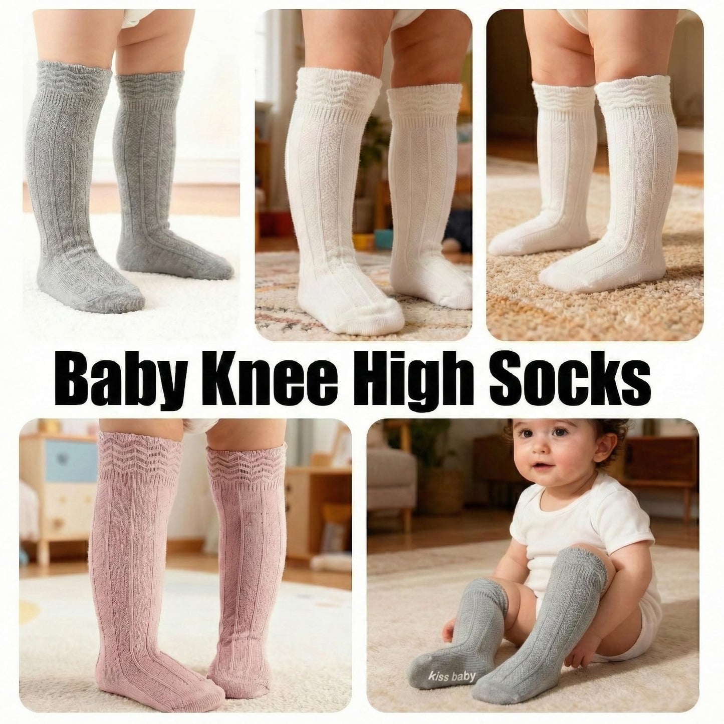 Toddler Girls Knee High Socks Soft Cotton Ruffle Long Tube Socks For Preemie Infant Newborn Toddler WN420
