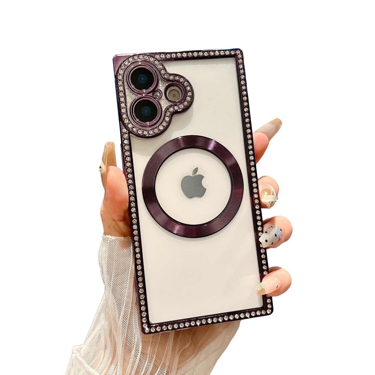 Owncase Magnetic for iPhone 13 Pro Case, Compatible with Magsafe, Crystal Diamonds Glitter Electroplated Edge Soft TPU Clear Phone Case for Women Girls, Gold WN420