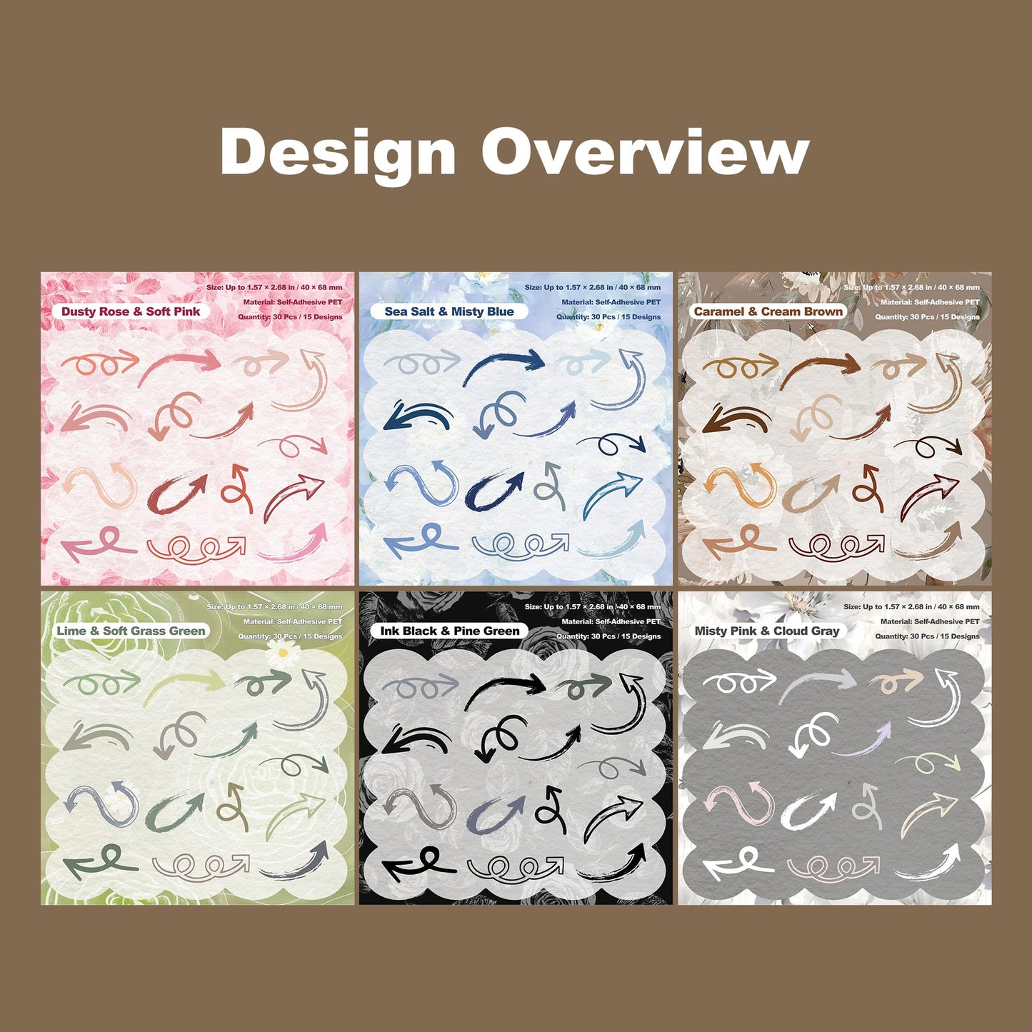 180 Pcs Clear Loop Arrow PET Stickers for Scrapbook Journal BST202