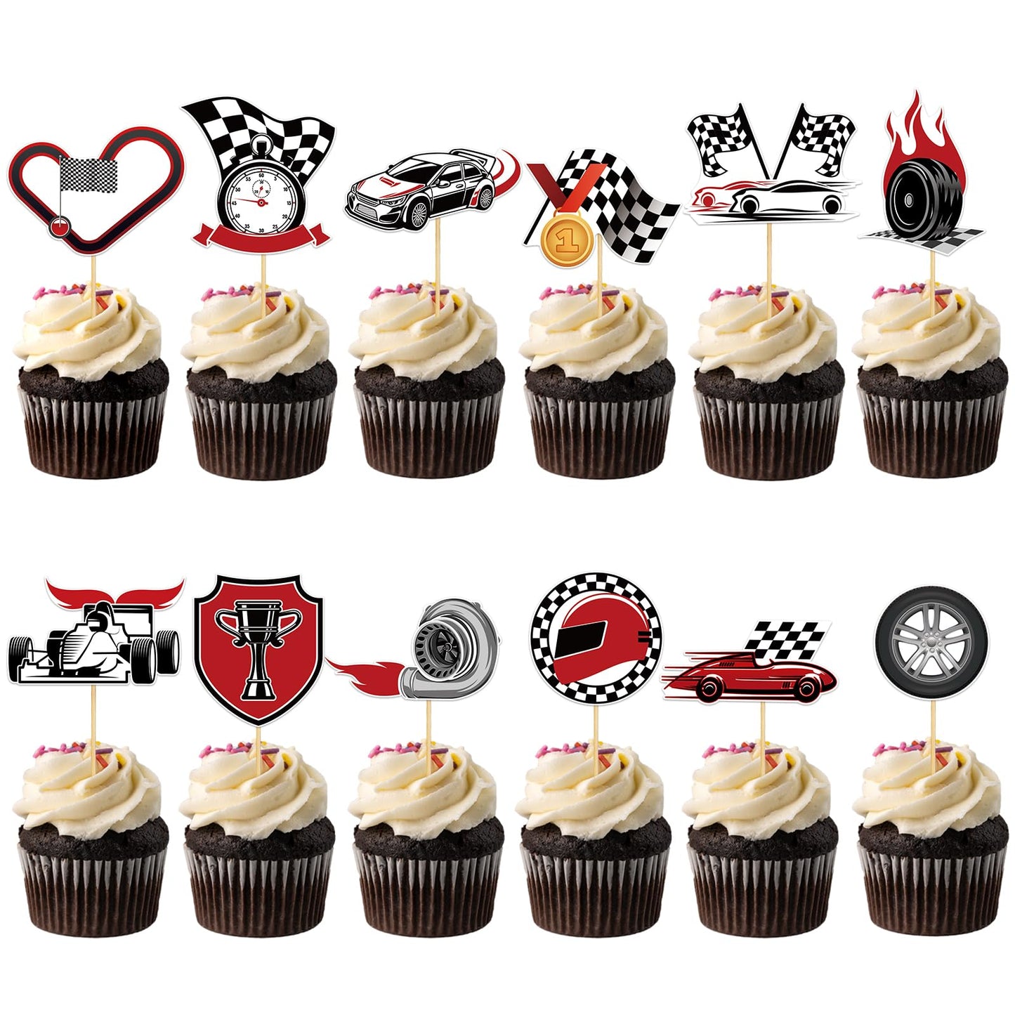 48 Pack Casino Cupcake Toppers Glitter Poker Chips Dices Mini Slot Machine Cupcake Picks for Las Vegas Casino Night Theme Birthday Party Baby Shower Decoration Supplies BST220
