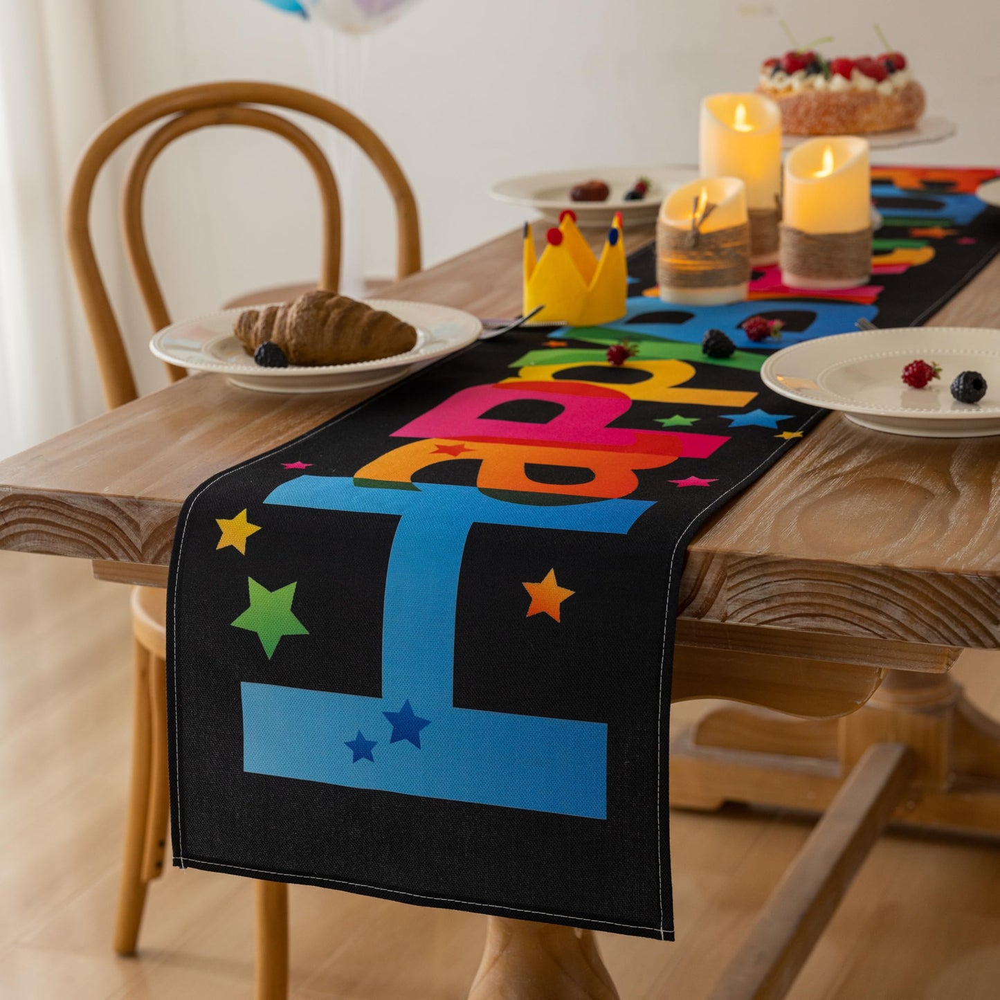 Keketoarrange Happy Birthday Table Runner Birthday Party Decorations Kitchen Dining Table Decoration for Home Party Décor Polka Dot Black 13 x 72 inch BST220