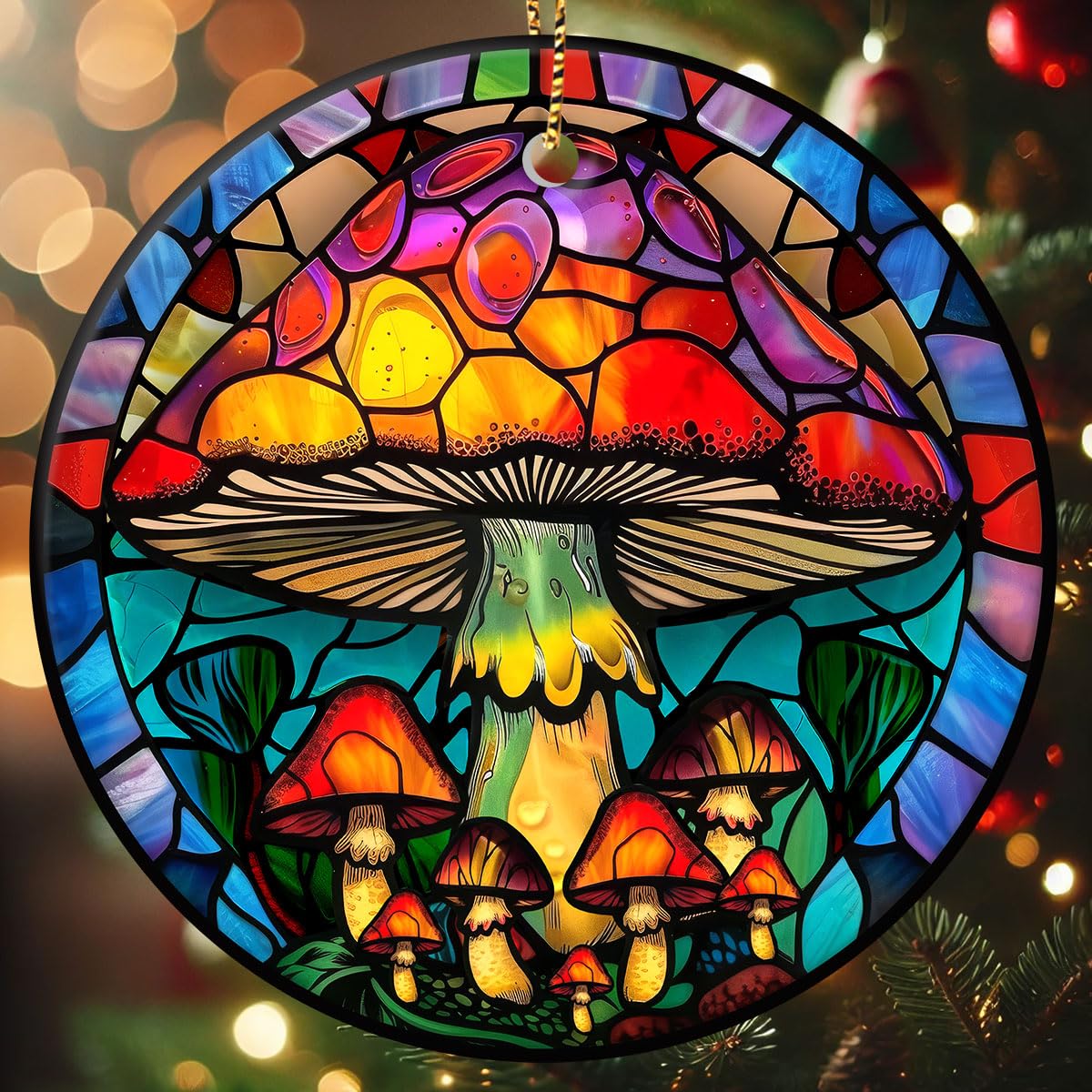 Stained Glass Snowy Owl Ornament – Artistic Ceramic Christmas Decoration for Bird Lovers, Holiday Keepsake Gift 2025 WN420