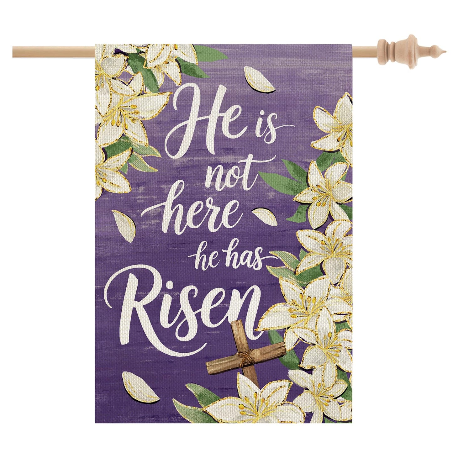 CROWNED BEAUTY Easter Garden Flag He is Risen 12x18 Inch Double Sided Holiday Decoration for Outdoor Lawn Yard WN420