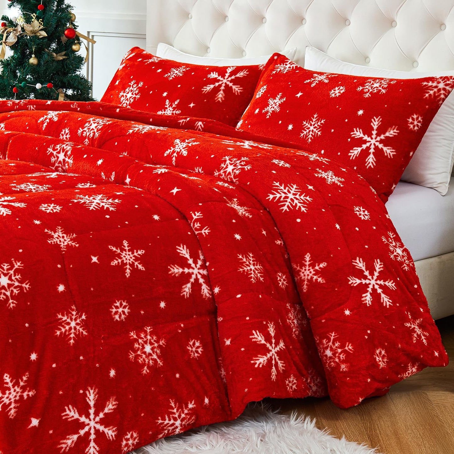YIYEA Fluffy Queen Size Comforter Set, Luxury Faux Fur Comforter, Ultra Soft Plush Fuzzy Velvet Bedding Comforter Sets for Fall Winter, Cozy Warmth, No Shedding, 3PC, Queen, Light Grey BST326H