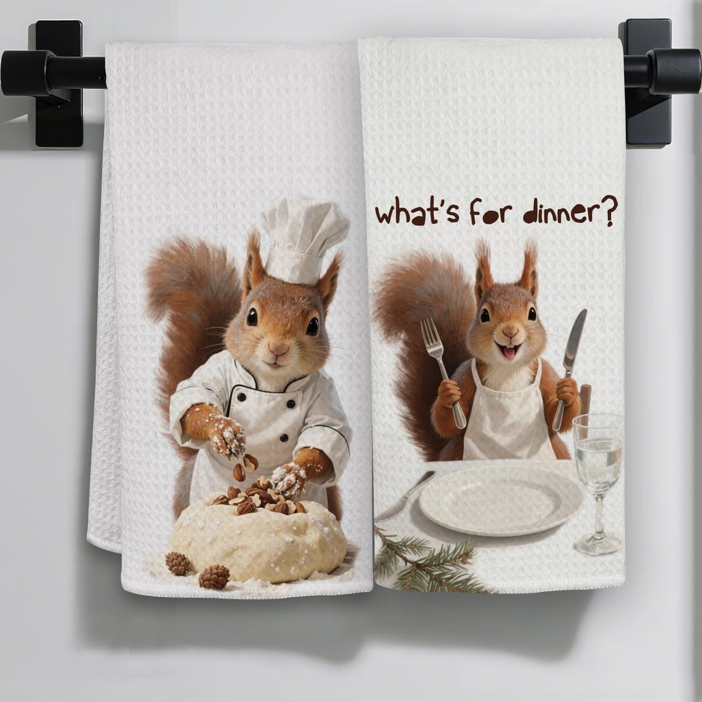 Funny Cat Gifts Kitchen Towels, Cute Cat with Knife and Fork Microfiber Dish Tea Towel for Kitchen Decor, Funny Cats Cooking Decor, is It Dinner Time Yet, 16x24 Inch BST220