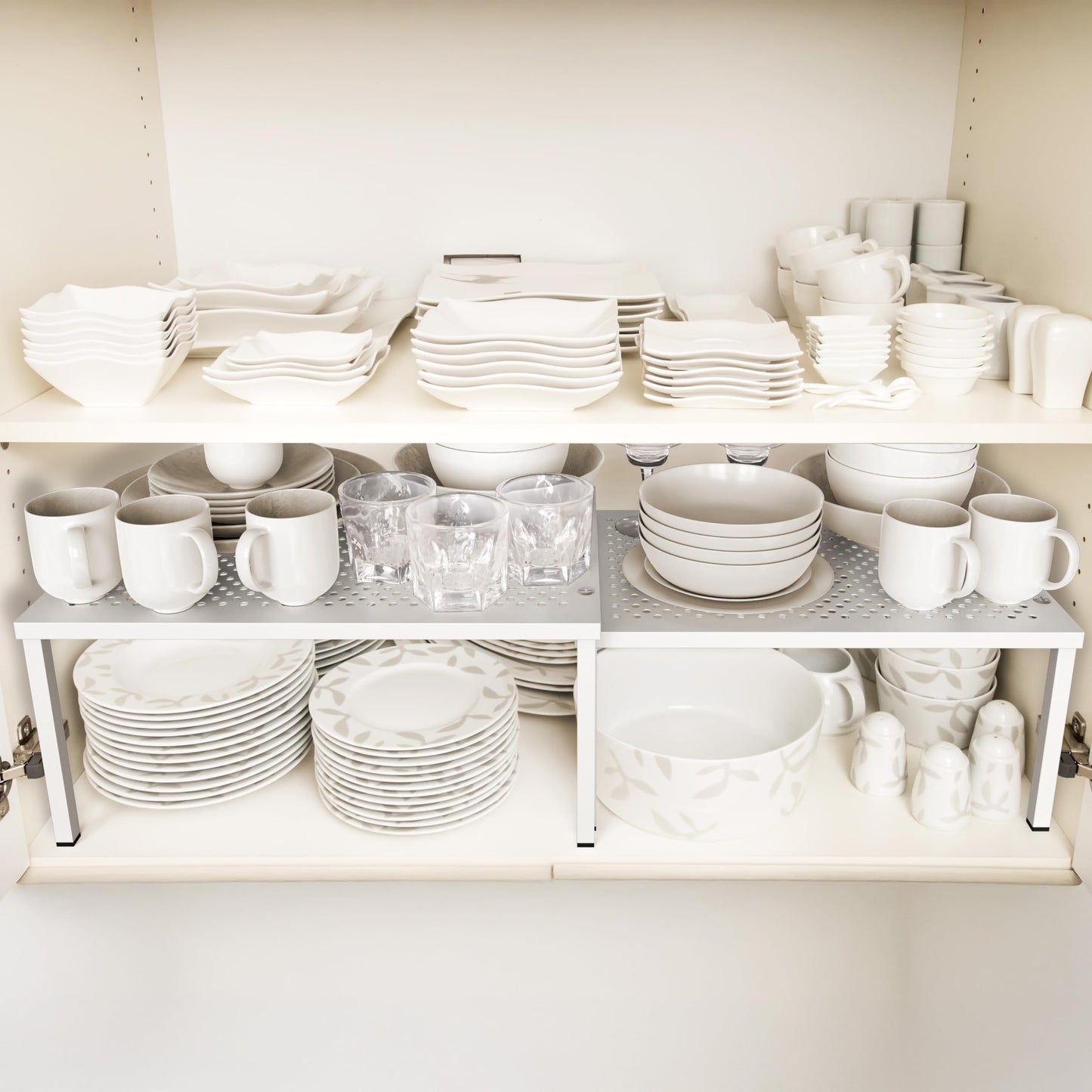Simple Houseware Expandable Stackable Cabinet and Counter Shelf Organizer with Steel Surface, 9" D x 12.75" W x 5.9" H, Bronze