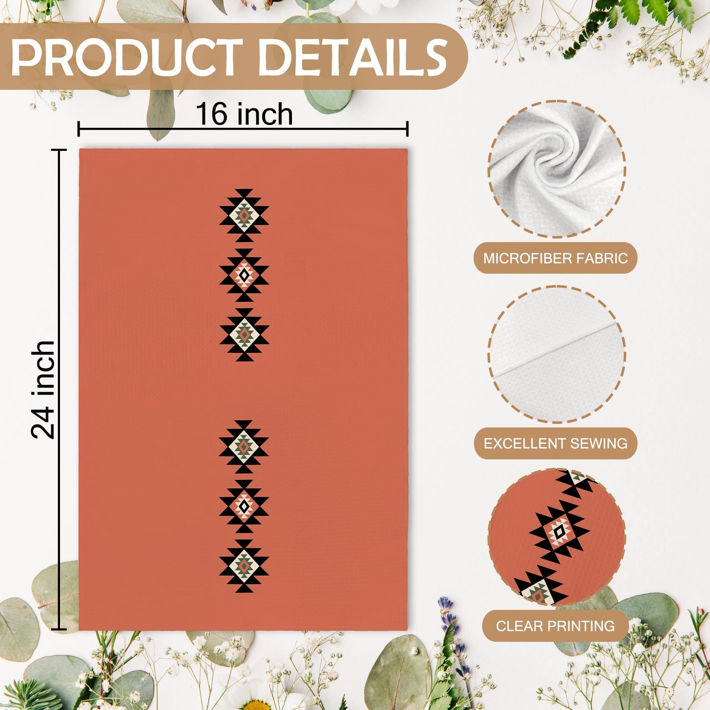 Western Boho Kitchen Towels, Southwestern Southwest Aztec Western Native American Bathroom Kitchen Decor, Western Cream Beige Neutral Decor Dish Hand Tea Towels for Bathroom Kitchen,16x24Inch BST326L