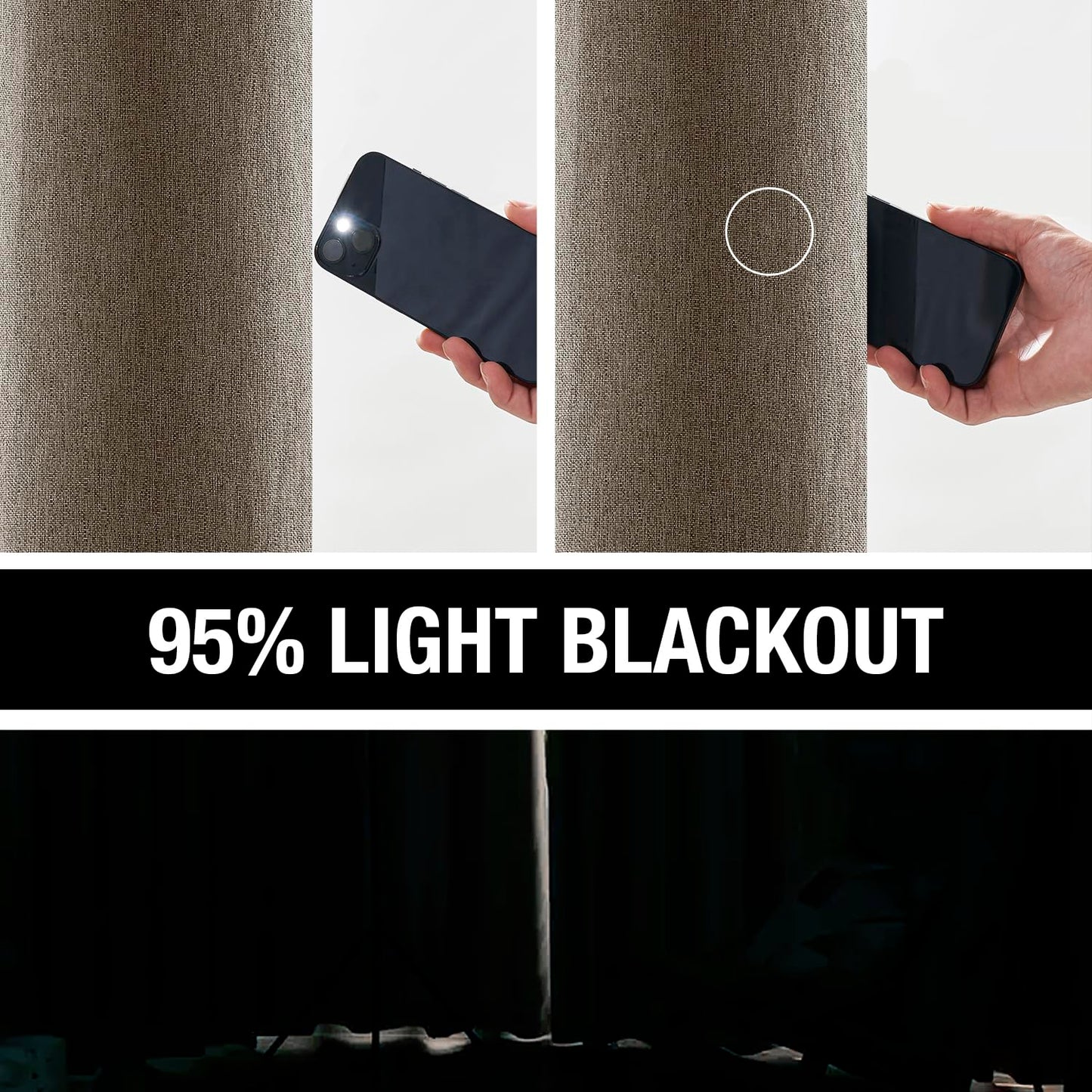 Grey Full Blackout Linen Curtains 84-inch-Long Thermal Insulated Noise Reducing Bedroom Drapes Rustic Farmhouse Triple Weave Window Treatment Set for Theatre, Nursery, 40"x84"x2, Grey BST202