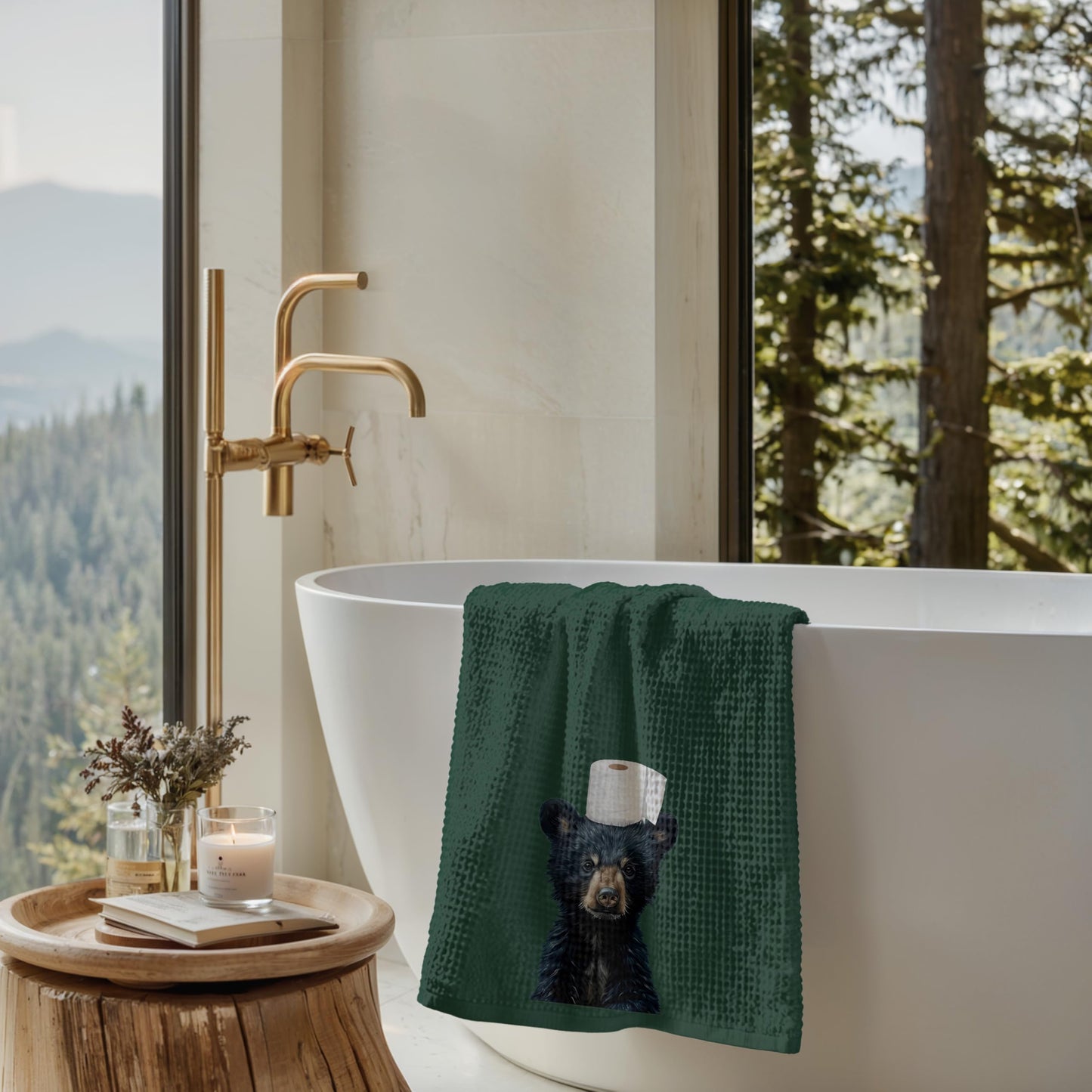 Funny Bear Bathroom Hand Towels Set of 2, Hello Sweet Bear Bathroom Decor, Funny Wild Animal Hand Towels for Washroom Restroom Decor, 16x24 Inch BST326L
