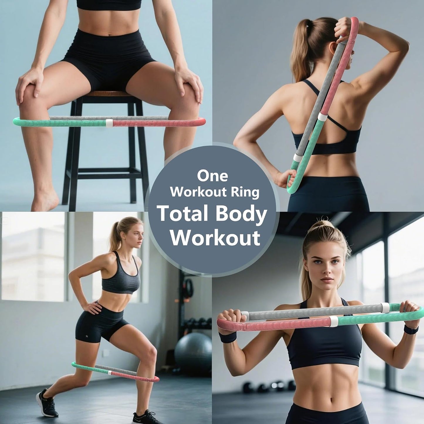 Weighted Soft Spring Fitness Hoop for Adults – 3.3lb Foldable Exercise Hoop, Waist-Friendly Design, Portable Slimming Exercise Equipment for Home and Travel- While Supplies Last WN420