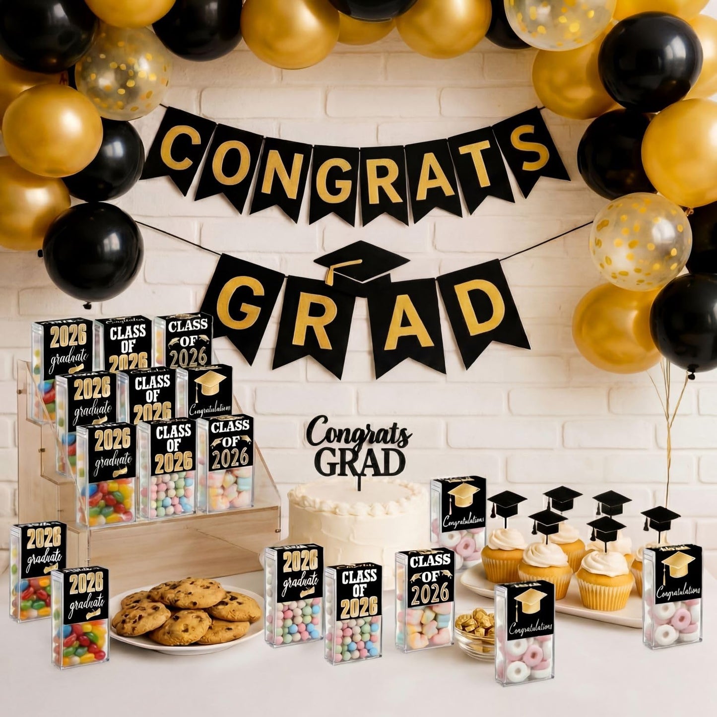 AceOrbit 2026 Graduation Candy Jar Bulk for 24 Guest 3.54 Inch Empty After Dinner Candy Tube Buffet Container Acrylic Box with Sticker for Class of 2026 End of Year Gifts Multi-item Party Favor(Blue) WN420