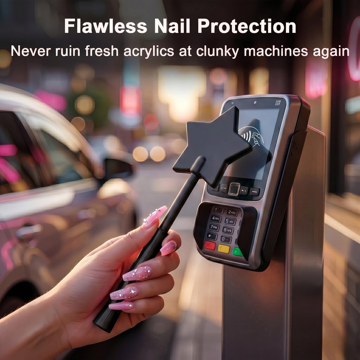 Fairy Pay Credit Card Wand - 14.2" Magic Tap to Pay Debit Card Holder | Contactless Payment Gift for Women with Long Nails at Fast Food Drive Thru & Coffee Shops BST202