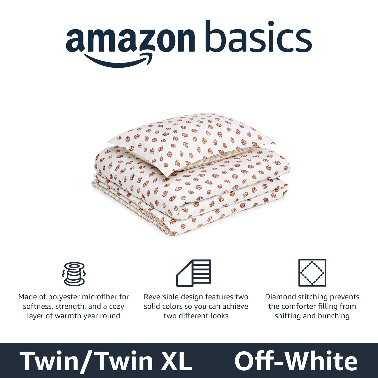 Amazon Basics Comforter Blanket, Reversible, Lightweight Microfiber, Machine Washable, All Season, Full/Queen, Black/Grey