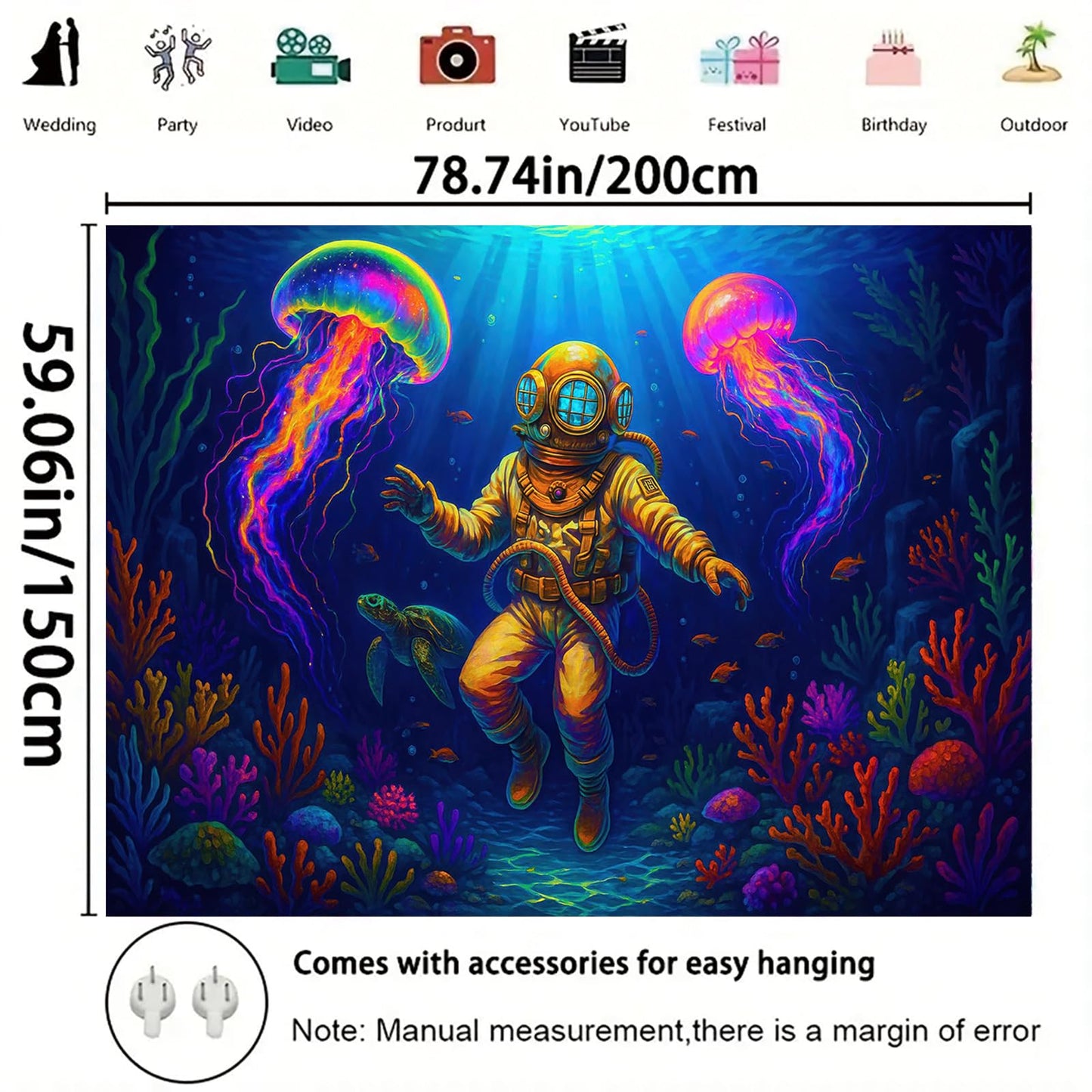 Starlit Patio Astronaut Blacklight Tapestry Trippy Forest Moon Vortex UV Reactive Galaxy Wall Hanging Psychedelic Space Poster Fluorescent Sci Fi Room Decor for Bedroom Dorm Gaming Lounge 78 x 59 Inch BST220