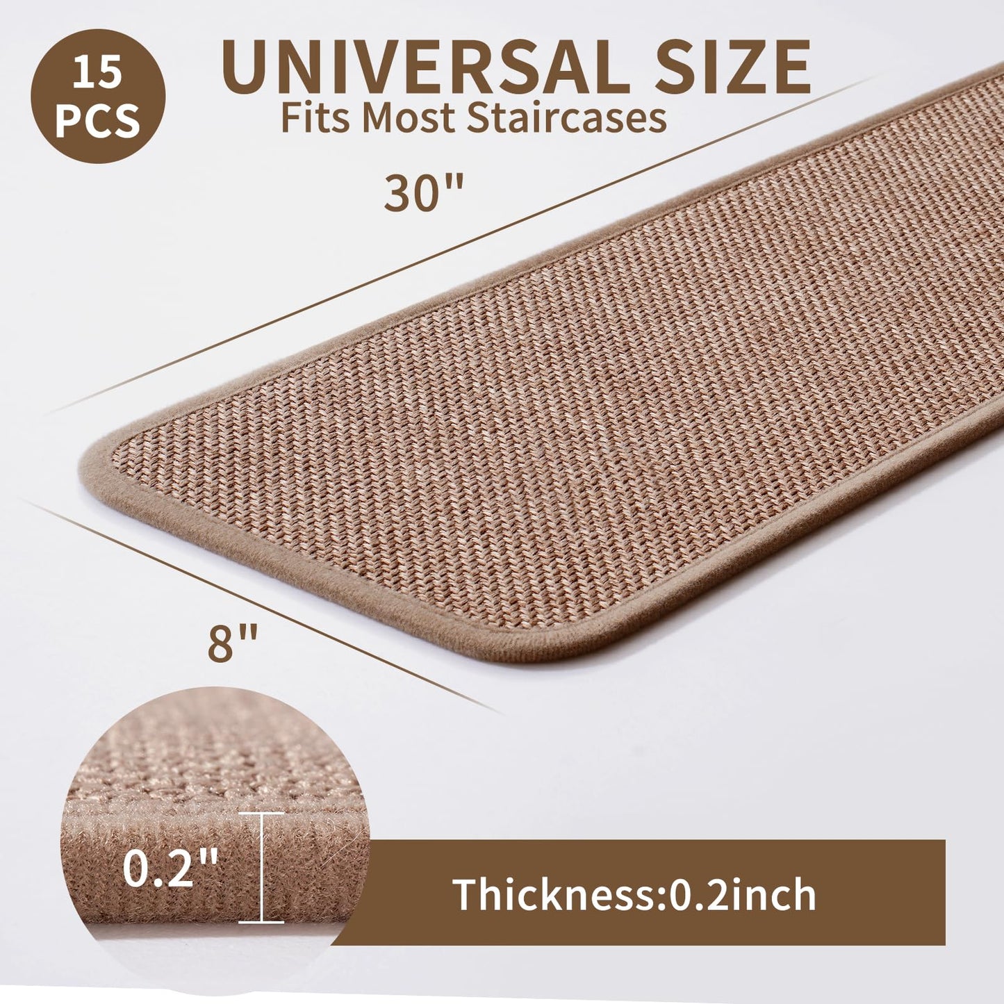YDKGL Stair Treads Non Slip Indoor 4PCS, Rubber Backing Stair Runner Rugs for Wooden Steps, Residue Free Stair Carpet Treads for Kids Elders and Pets, Machine Washable Stair Mats, Gray, 8" x 30" WN420
