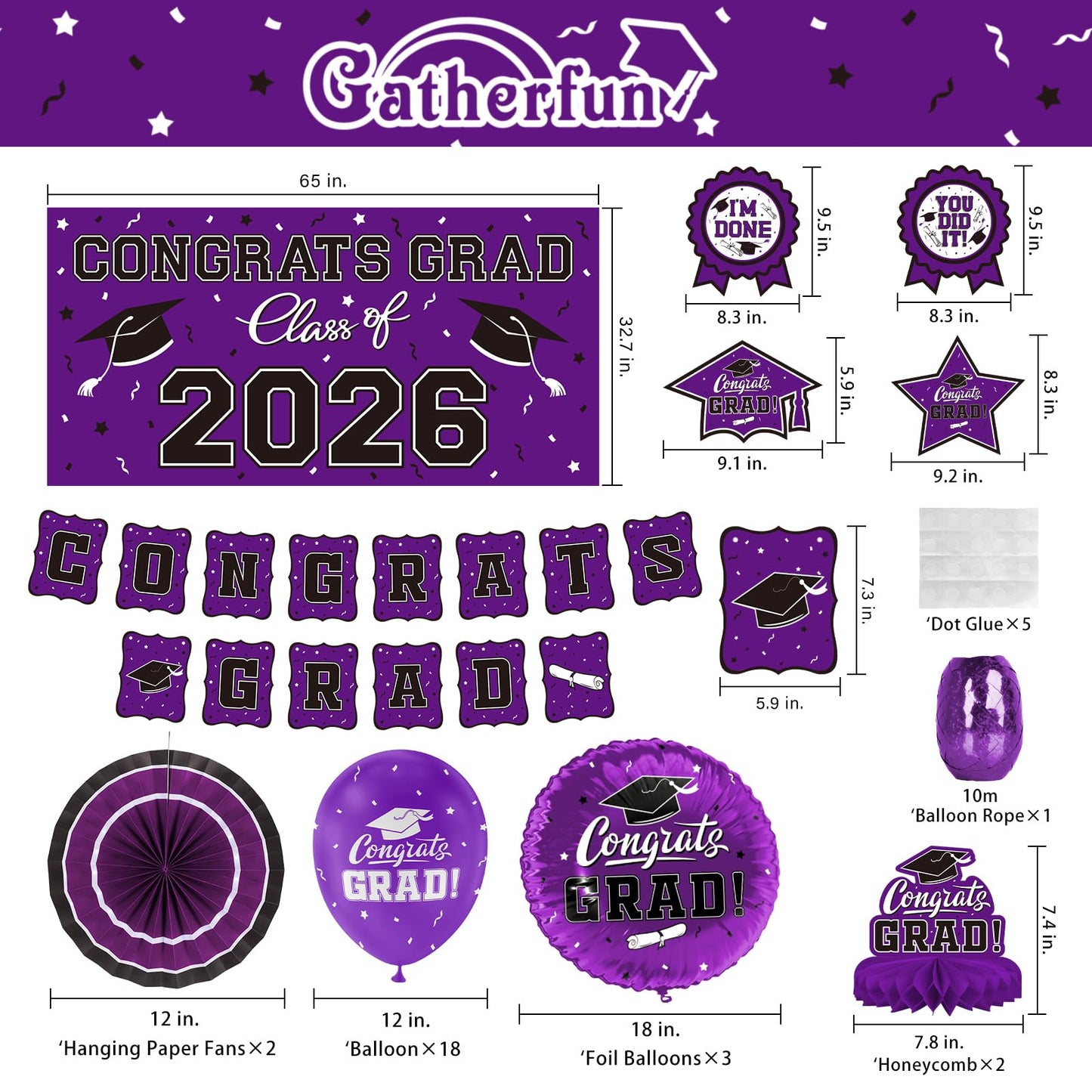 Black and Gold Themed 2026 Graduation Decorations Set - Congrats Grad Banner, Class of 2026 Backdrop, Balloons & Streamers Kit - Graduation Party Supplies for High School & College Celebrations BST326H