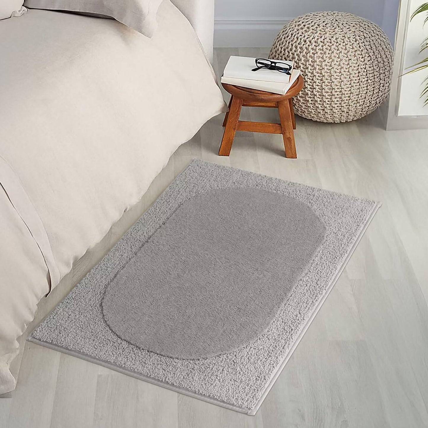 DEXDE Bathroom Rugs Non-Slip Mat for Bathroom Floor Shower,24x16 Beige | Thick Soft Absorbent Bath Mat, Quick Dry Microfiber Rug, Machine Washable Shower Floor Bathroom Mat Home Decor Accessories BST220