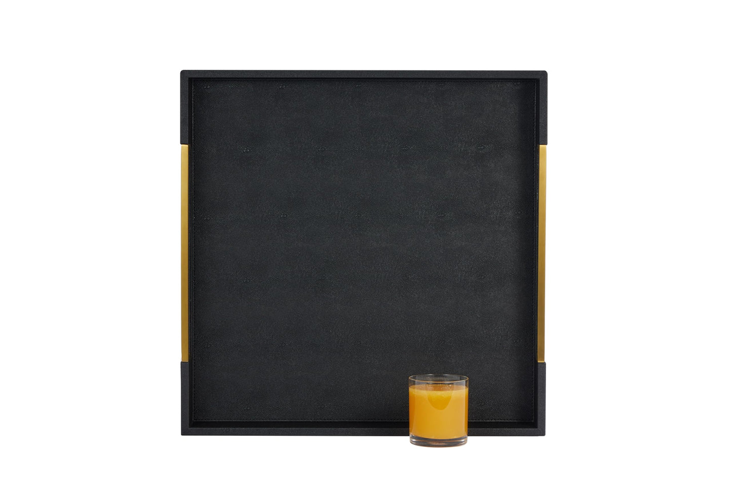 Sagala 16"x16" Ivory Shagreen Leather Serving Tray with Handles for Ottoman Coffee Table, Stylish Decorative Tray for Living Room Modern Home Decor (Ivory-Black, Square 16") BST220