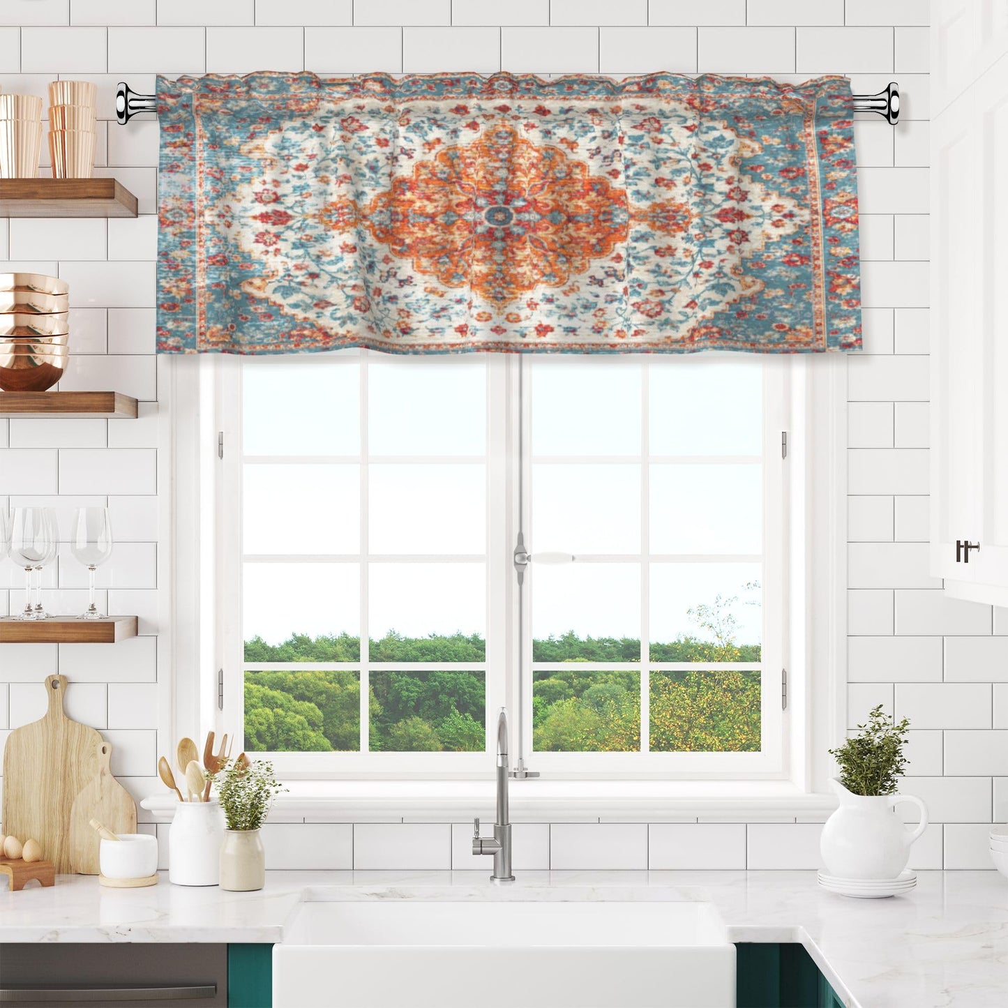 Easter Valances for Windows - Pink Spring Cafe Curtains Floral Bunny Short Curtains for Living Room Bathroom Bedroom Basement BST202