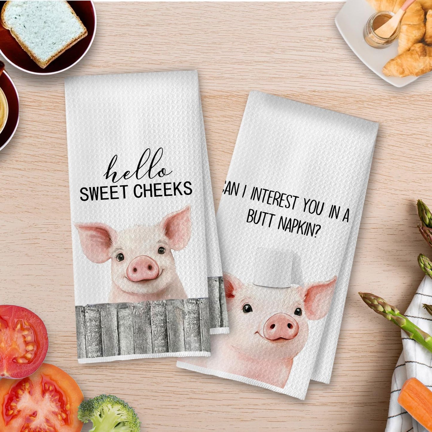 Raccoon Gifts Bathroom Towels Set - Raccoon Gifts Decorative Hand Towels, Hello Sweet Cheeks Bathroom Decor, 16x24 Inches Set of 2 BST220