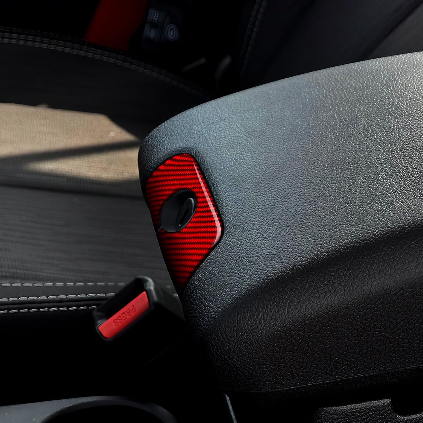 Car Gear Shift Lower Panel Sticker Carbon Fiber Decal Interior Trim Cover for Jeep Wrangler 2011 2012 2013 2014 2015 2016 2017 Accessories (Red) BST220