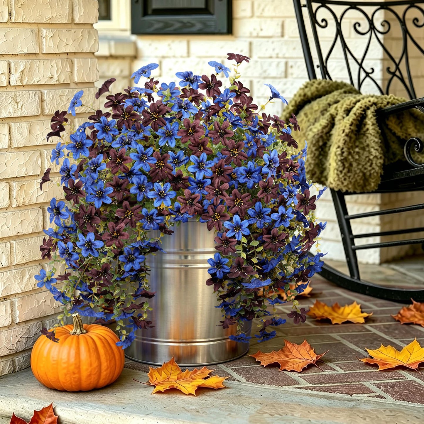 Artificial Flowers for Outdoor Faux Flowers for Plant Pot Spring Decoration | 2 Pcs Faux Hanging Plants UV Resistant Look Real Outside Home Garden Porch Patio Entrance Courtyard Decor BST326H
