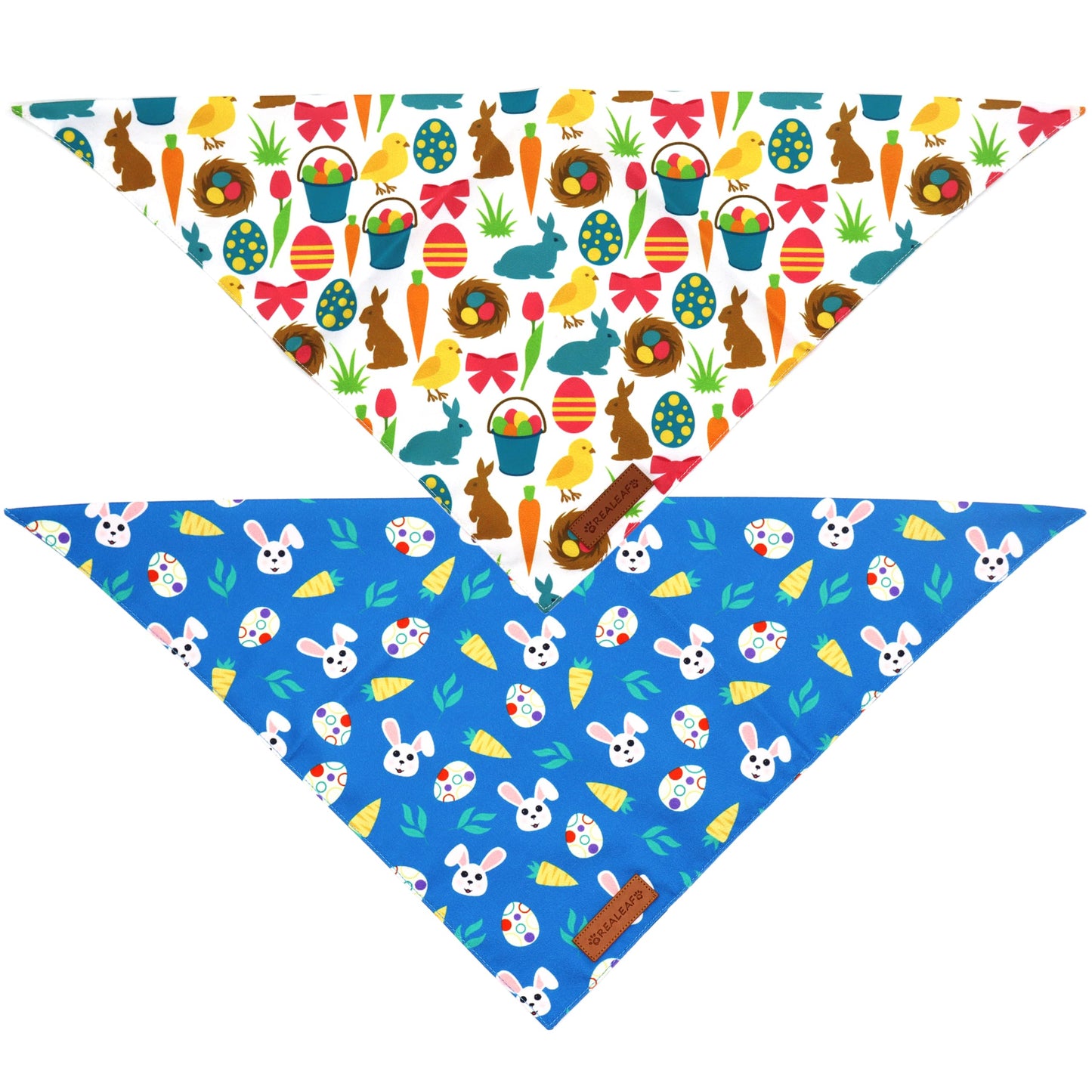 Realeaf Fall Thanksgiving Dog Bandanas 2 Pack, Orange Plaid Pet Scarf for Boy and Girl, Premium Durable Fabric, Holiday Halloween Bandana for Large and Extra Large Dogs (X-Large) WN420