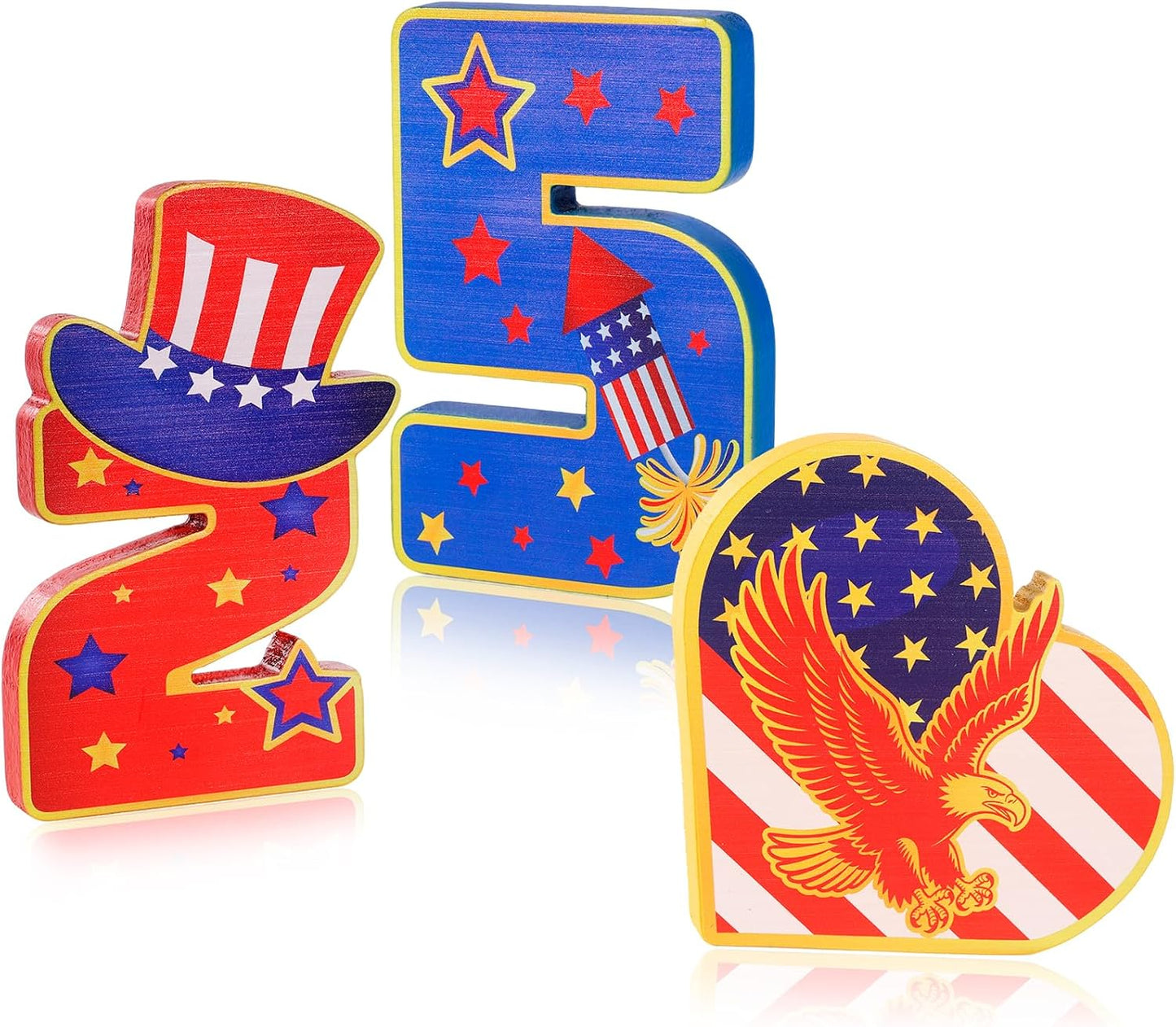 HOWAF 4th of July Decorations Table Decor, USA 250th Anniversary Decorations Wooden Table Centerpiece, America Independence Day 250th Birthday Table Topper BST326L