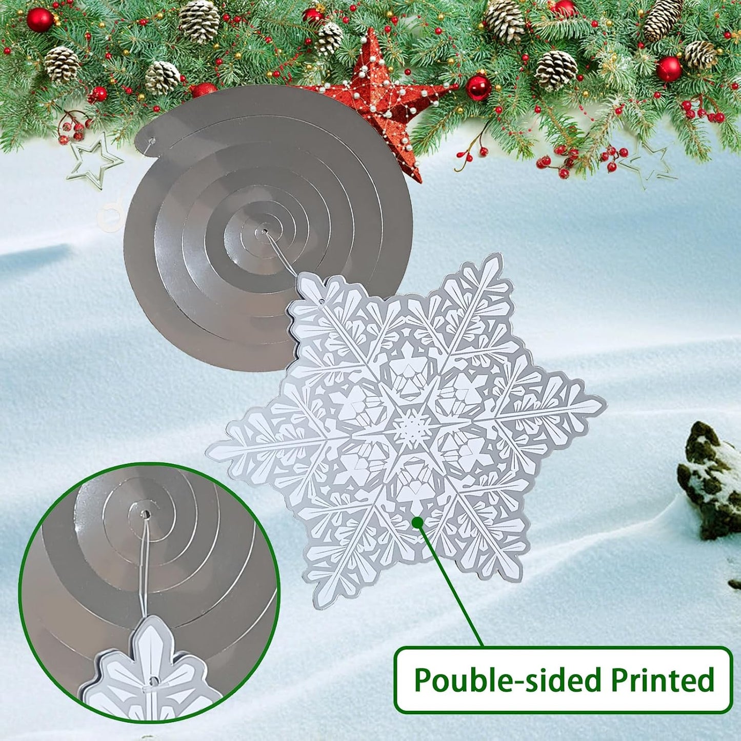 44 PCS Snowflake Christmas Hanging Swirl Decorations, Silver Snowflakes Plastic Streamers Glitter Ceiling Decor for Christmas Winter Holiday New Year Wonderland Party Decoration WN420