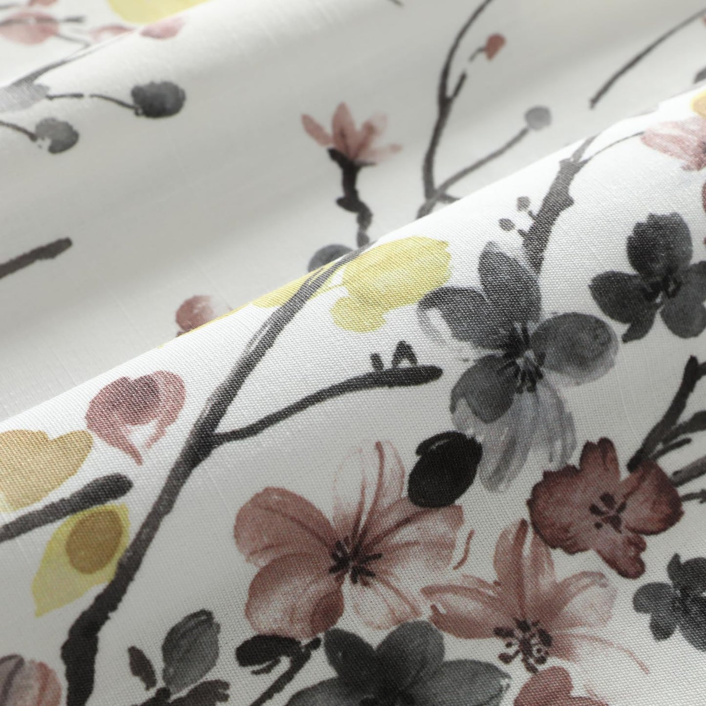Leeva Farmhouse Kitchen Valances for Windows, Watercolor Blossoming Floral Print Curtains, Soft Faux Linen Curtain Toppers and Valances for Bedroom, 60 x 14 Inch, Brown & Grey, 1 Panel BST220