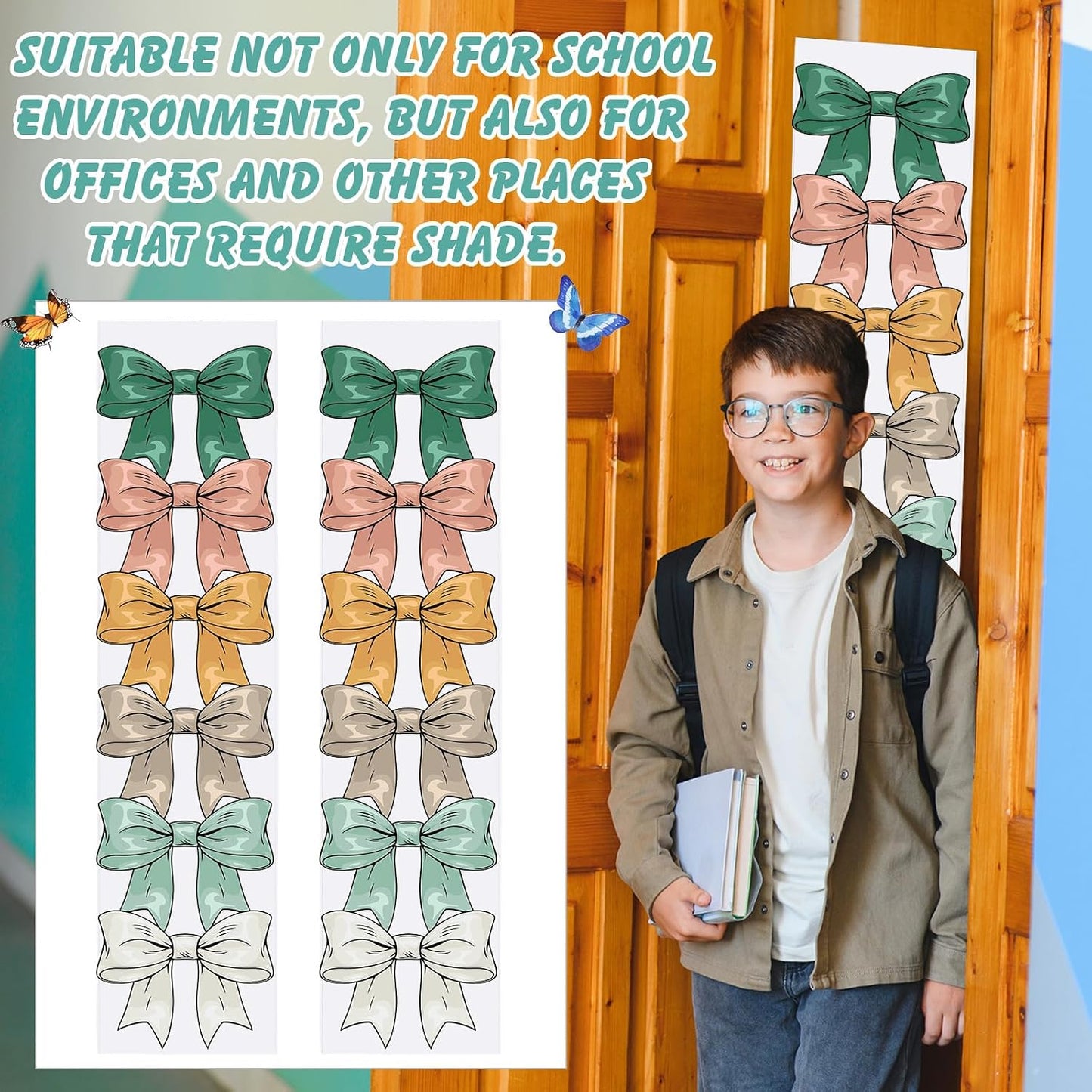 2 Pcs Bow-knot Classroom Door Cover School Classroom Curtain,Bohemian | Thickened Door Curtains, Blackout Curtains 8x43'', Light Blocking Window Covers, Office, Porch, Schoolroom Cover Shade BST326L
