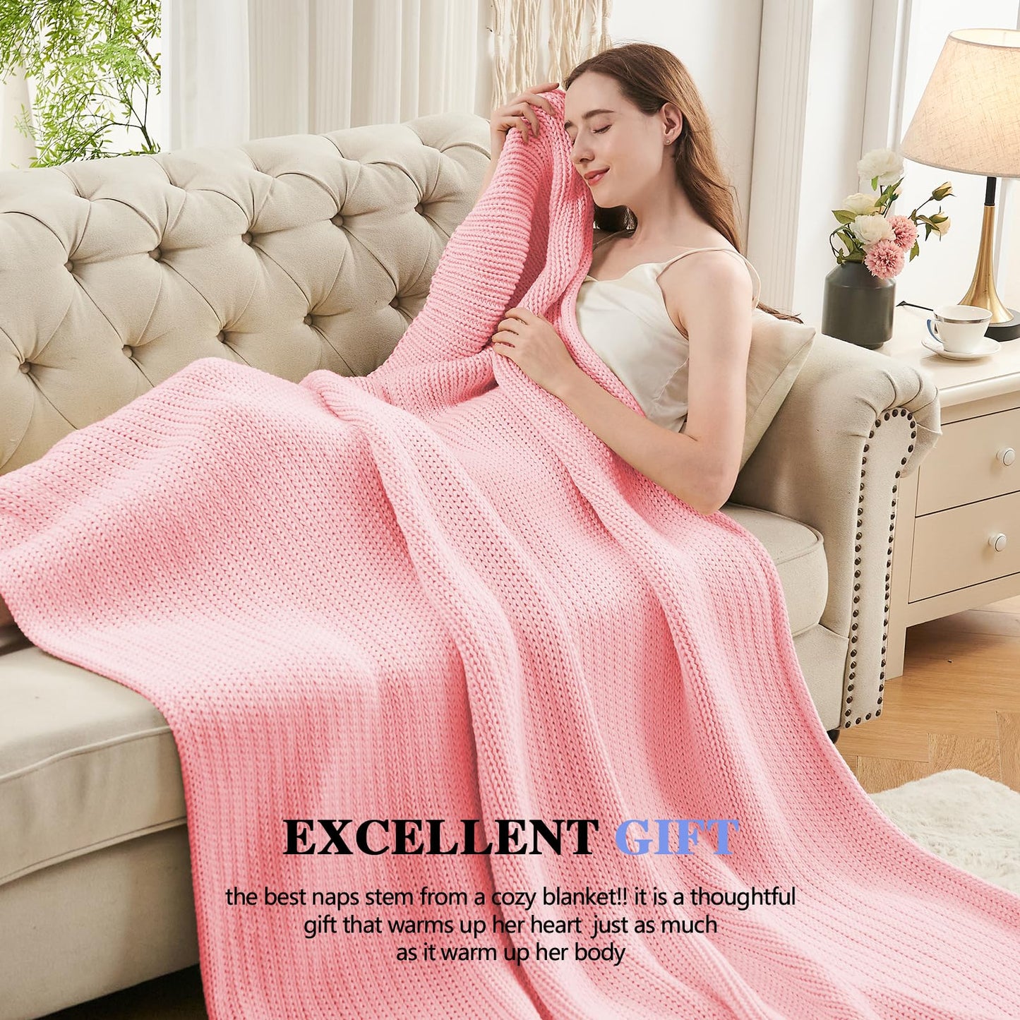 L'AGRATY Knitted Weighted Blanket - 48"x72" 12lbs Cooling Chunky Knit Heavy Blanket for Adults Braided Crochet Throw Thick Cable Yarn Knit Decorative No Beads Evenly Weighted Machine Washable | No Beads Evenly Weighted Machine Washable Chunky Braided Croc
