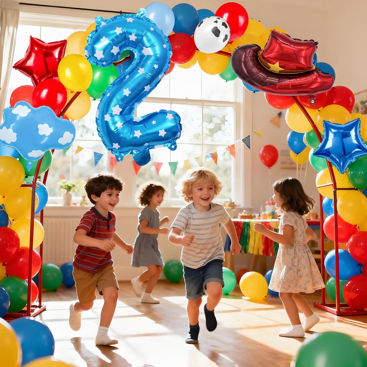 11-Pack Cowboy Theme Balloon Set, Farm Theme Decorations, Balloons with Hats and Clouds, Boys and Girls Birthday Party Supplies (1) BST202
