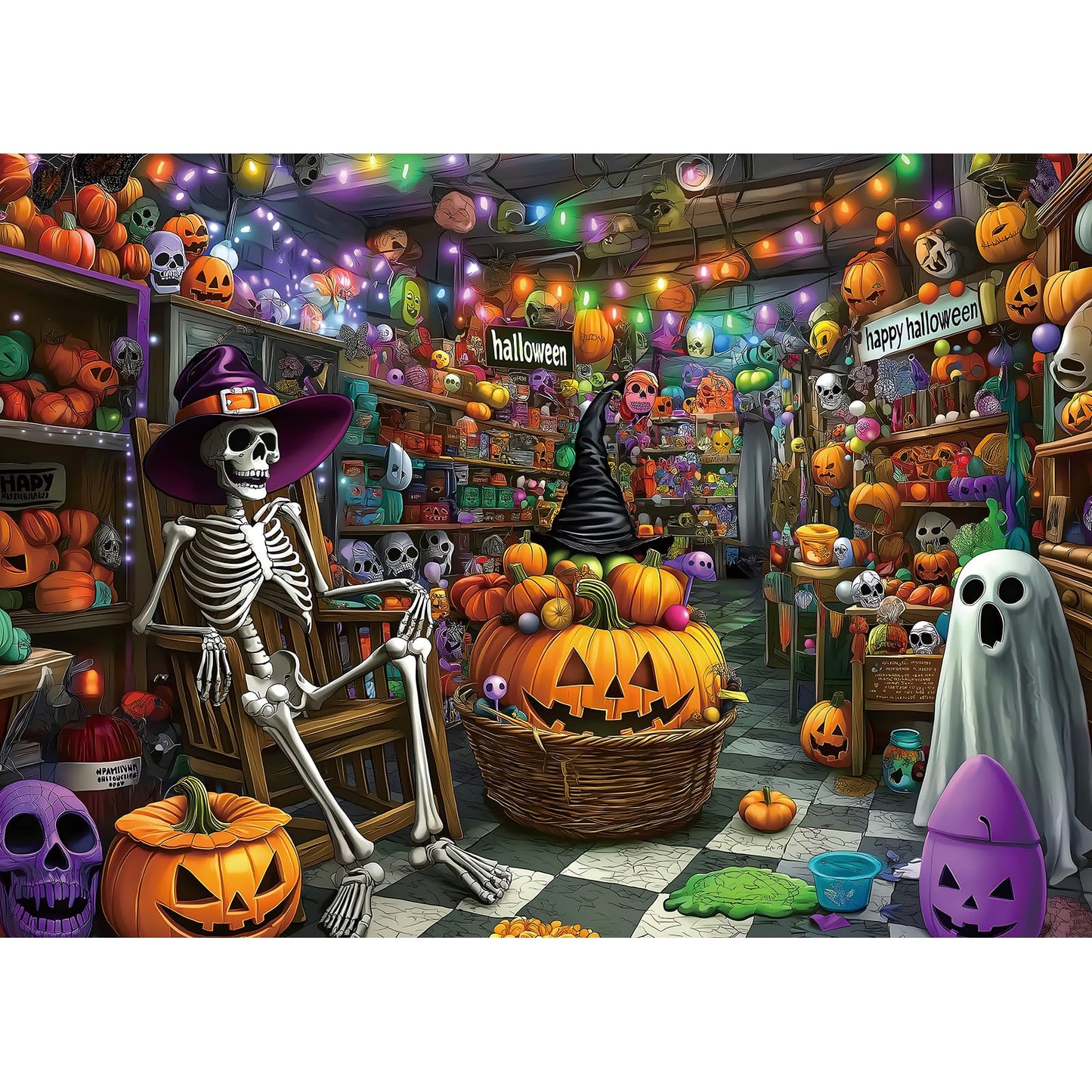 Halloween Puzzle 1000 Pieces for Adults Spooky Scarecrow Farm | Jigsaw Puzzles 1000 Pieces Autumn Horror Spooky with Pumpkin & Ghost Truck for Party Game Night, Dust-Free, 27.5"x19.7" WN420