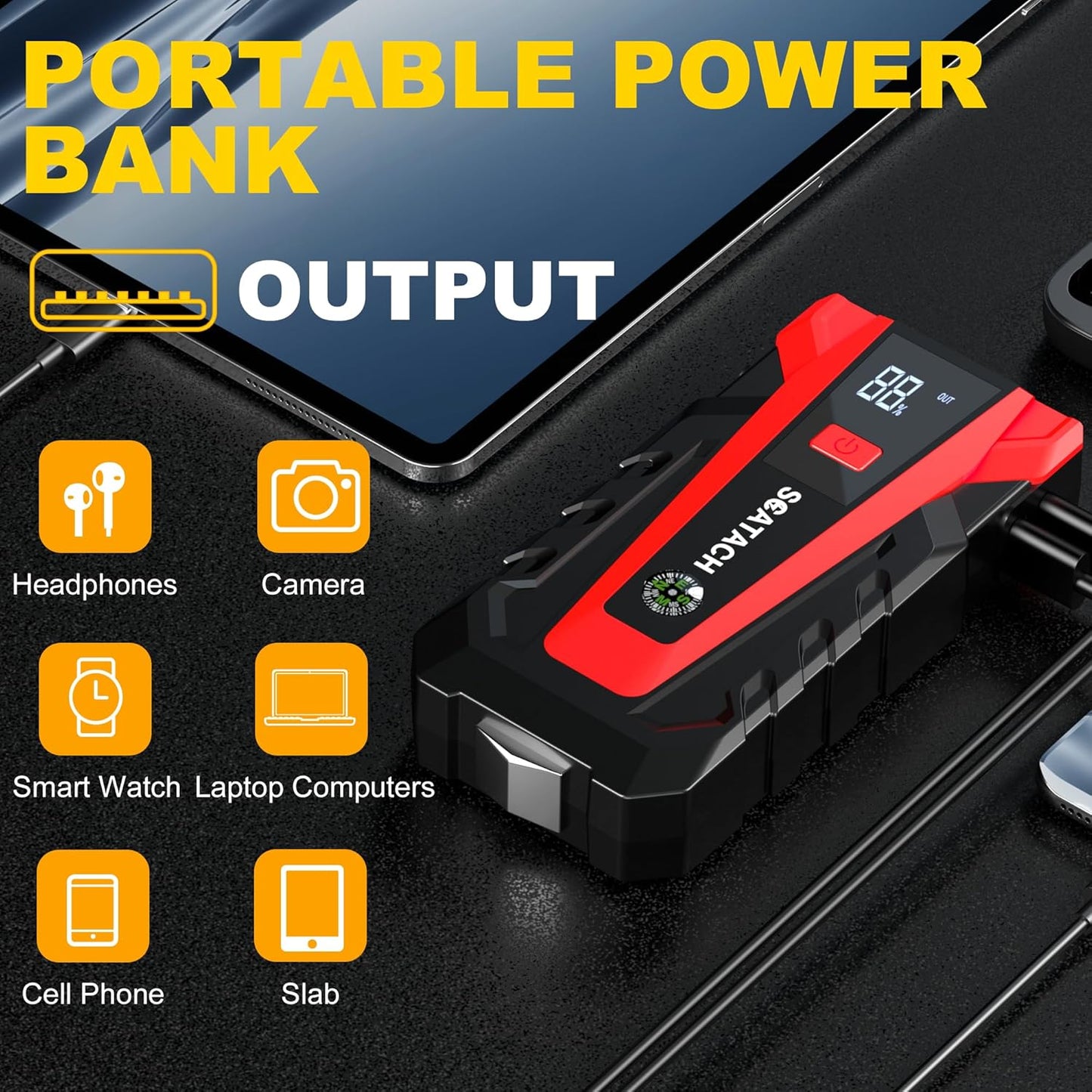 Jump Starter 3 in 1, Jump Starter, Power Bank, Flashlight 89