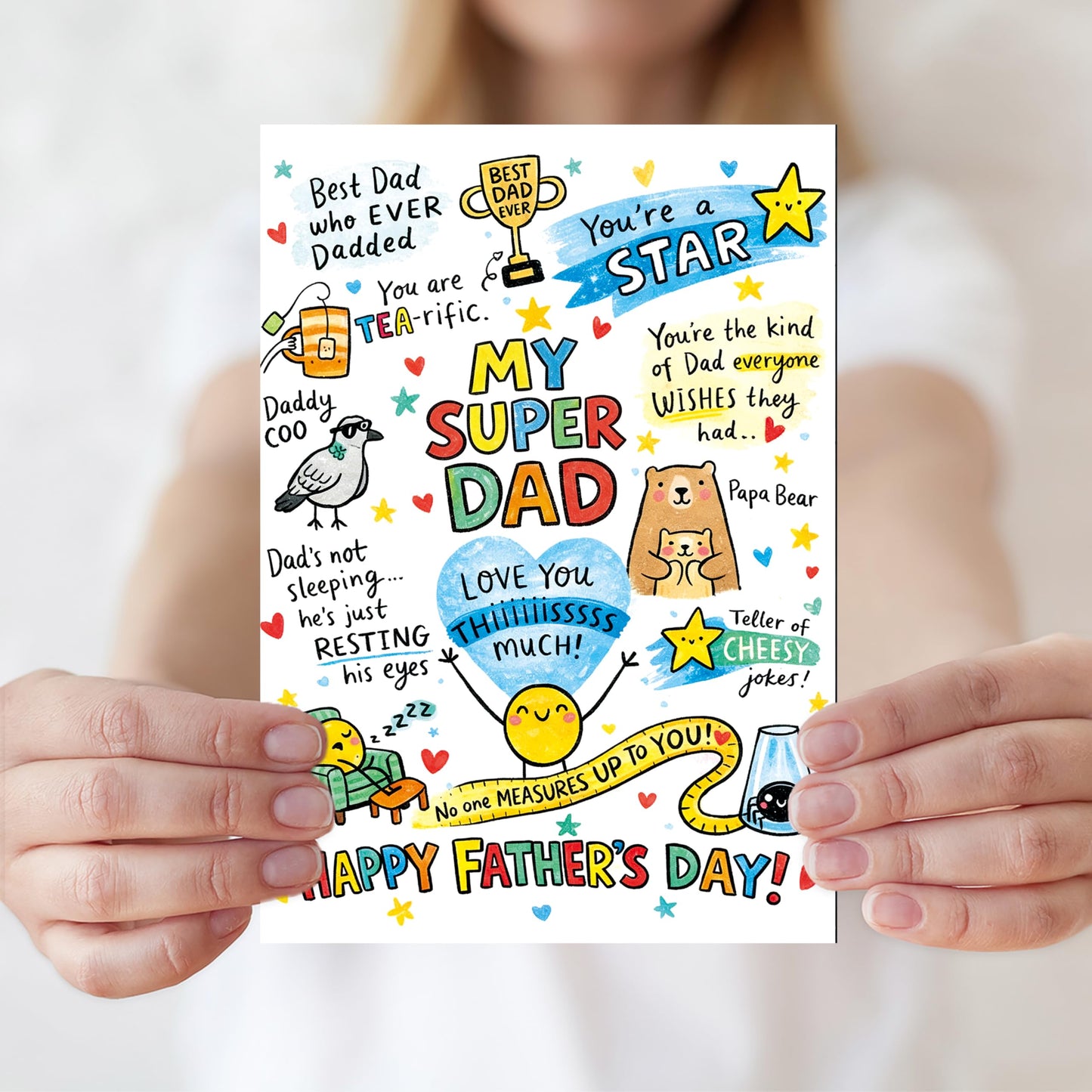 Fathers Day Card,Fathers Day Cards Gifts Decorations for Dad from Daughter Son,Happy Father's Day Cards Gifts Ideas with Envelope,Funny Sweet Dad Card BST220