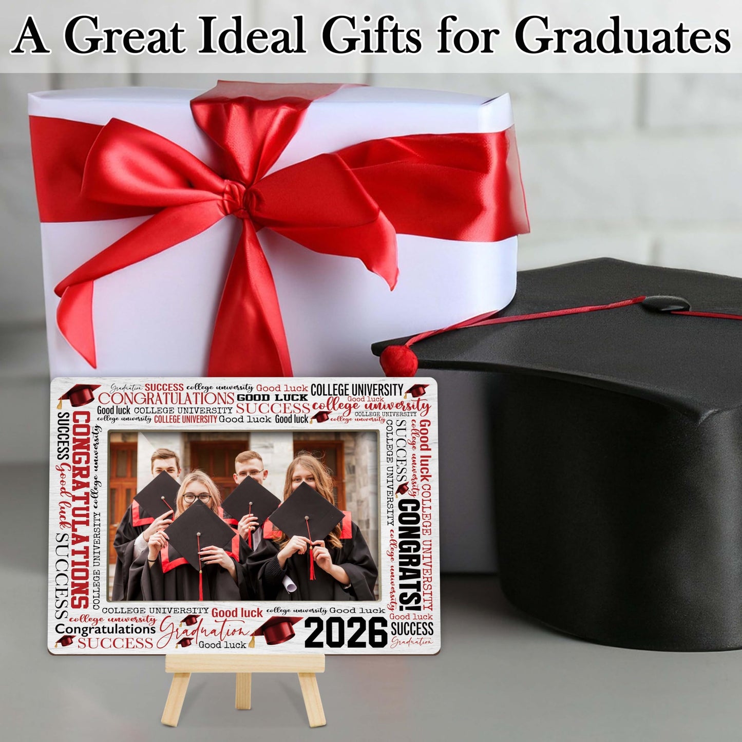 Graduation Picture Frame, 2026 Graduation Frames with Easel, 4x6 Photo Insert for Party Tabletop Display, Congrats Grad Gifts for Her Him High School College - B04 BST220