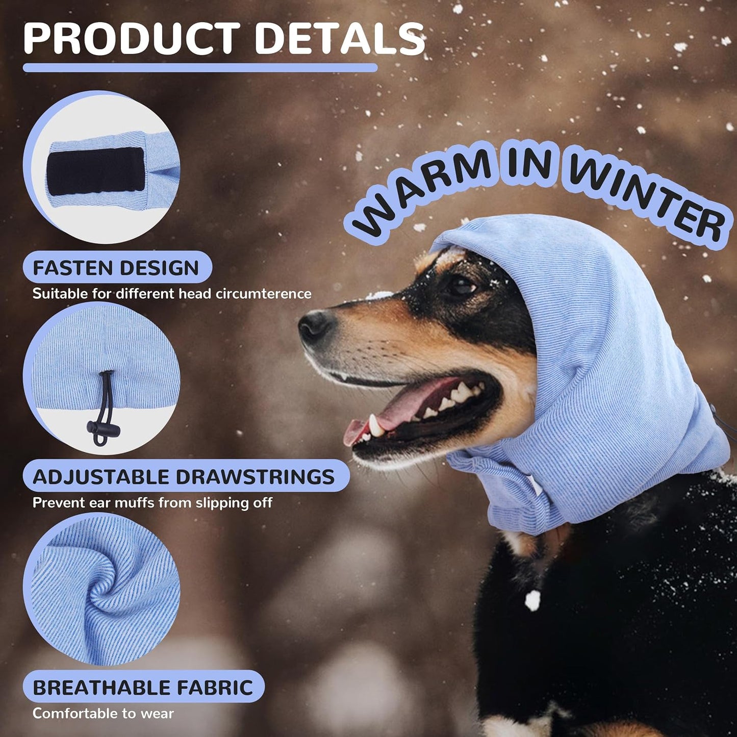 PUMYPOREITY No Shake Dog Ear Cover for Anxiety Relief, Adjustable Headband for Hematoma, Grooming and Force Drying, Pet Thunderstorms Ear Protection, Comfort Hoodie for Anxiety WN420