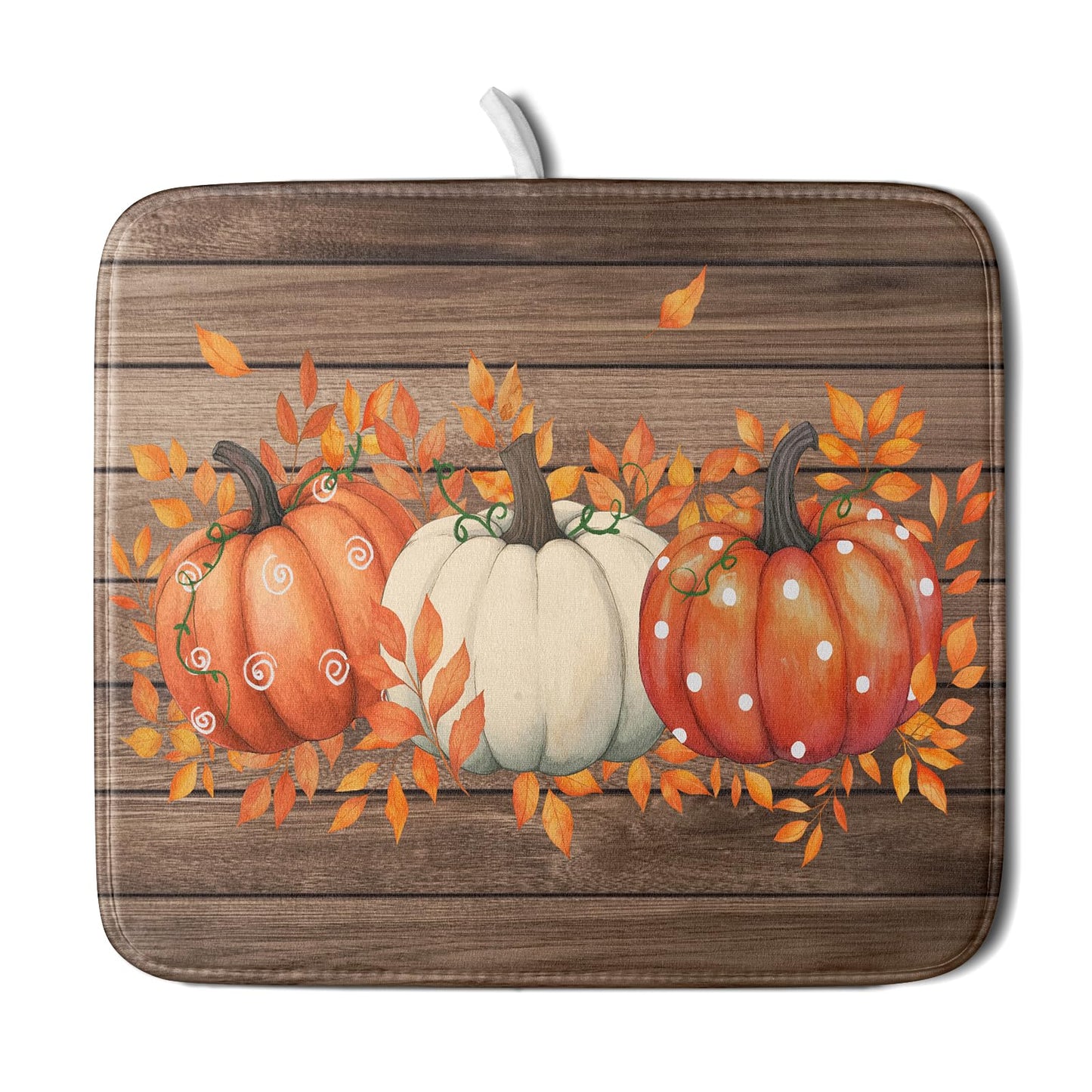 Fall Pumpkin Dish Drying Mat for Kitchen Counter Decor 18x24 Inch Halloween Thanksgiving Dish Drainer Mats Absorbent Reversible Dishes Pad BST220