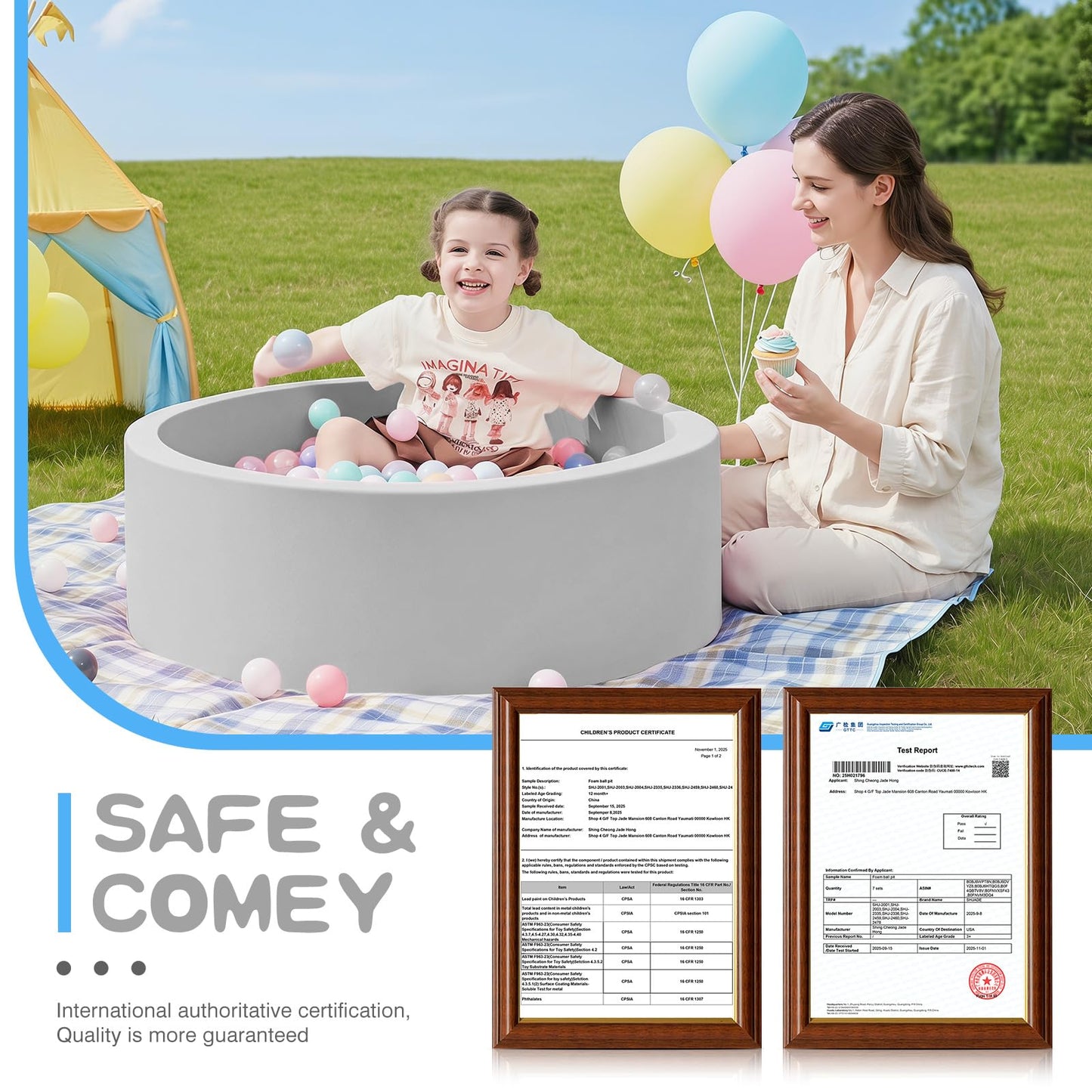 SHJADE Foam Ball Pit, 35.4"x 11.8" Ball Pits for Toddlers-Pink | Soft Memory Sponge Round Playpen Ball Pool for Kids, Ideal Gift for Babies, Indoor and Outdoor Game, Balls not Included DD1210