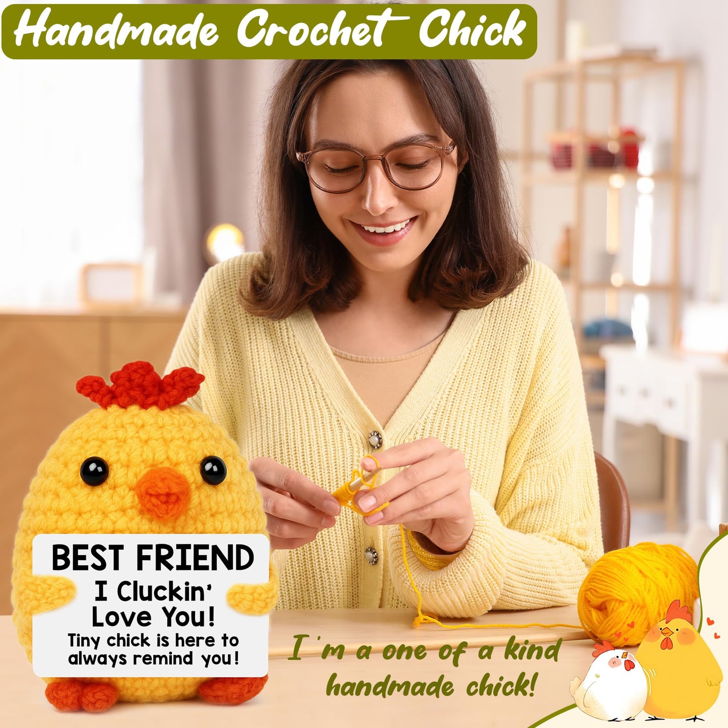 Grandma Birthday Gifts from Grandkids, New Grandma Grandmother I Love You Gift, Grandparents Day Gifts for Grandmas Grandmother Nana Gigi, Christmas Stocking Stuffers Funny Handmade Crochet Chicken BST220