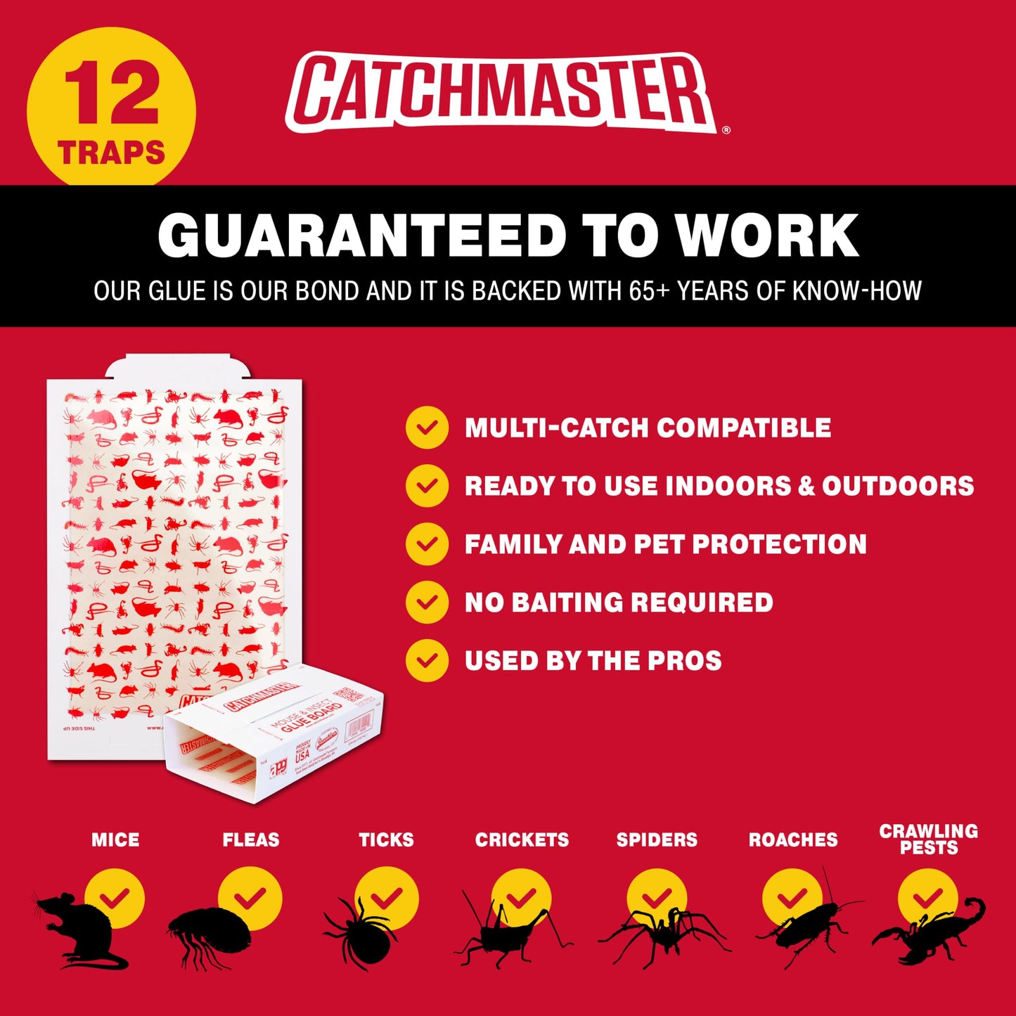 Catchmaster Multi-Catch Mouse Trap 3-Pack, Humane Mouse Traps Indoor for Home, Includes Replaceable Glue Board, Live Catch Pest Control for Garage & Shed