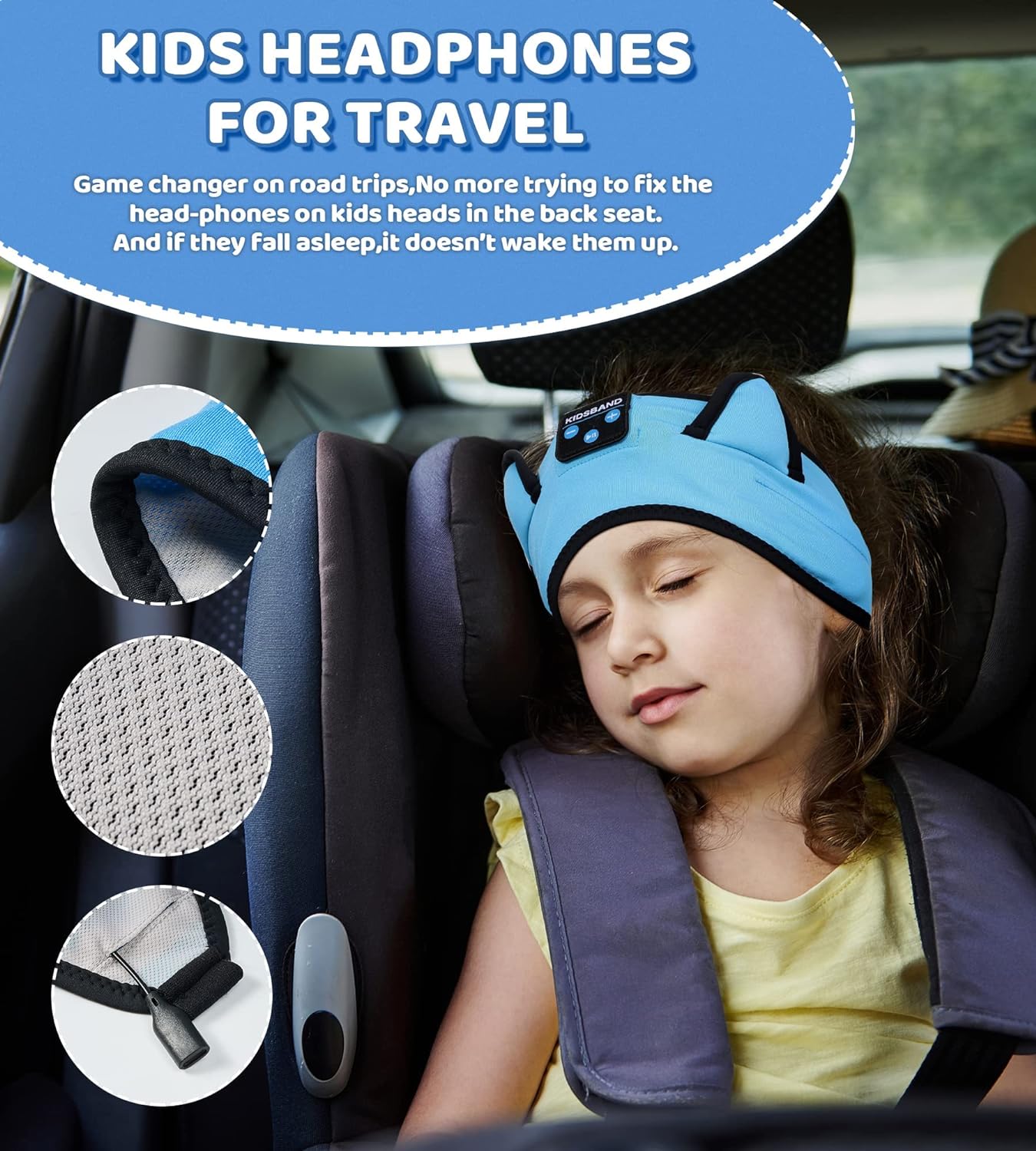 KIDSBAND Kids Headphones Bluetooth Headband Adjustable 39