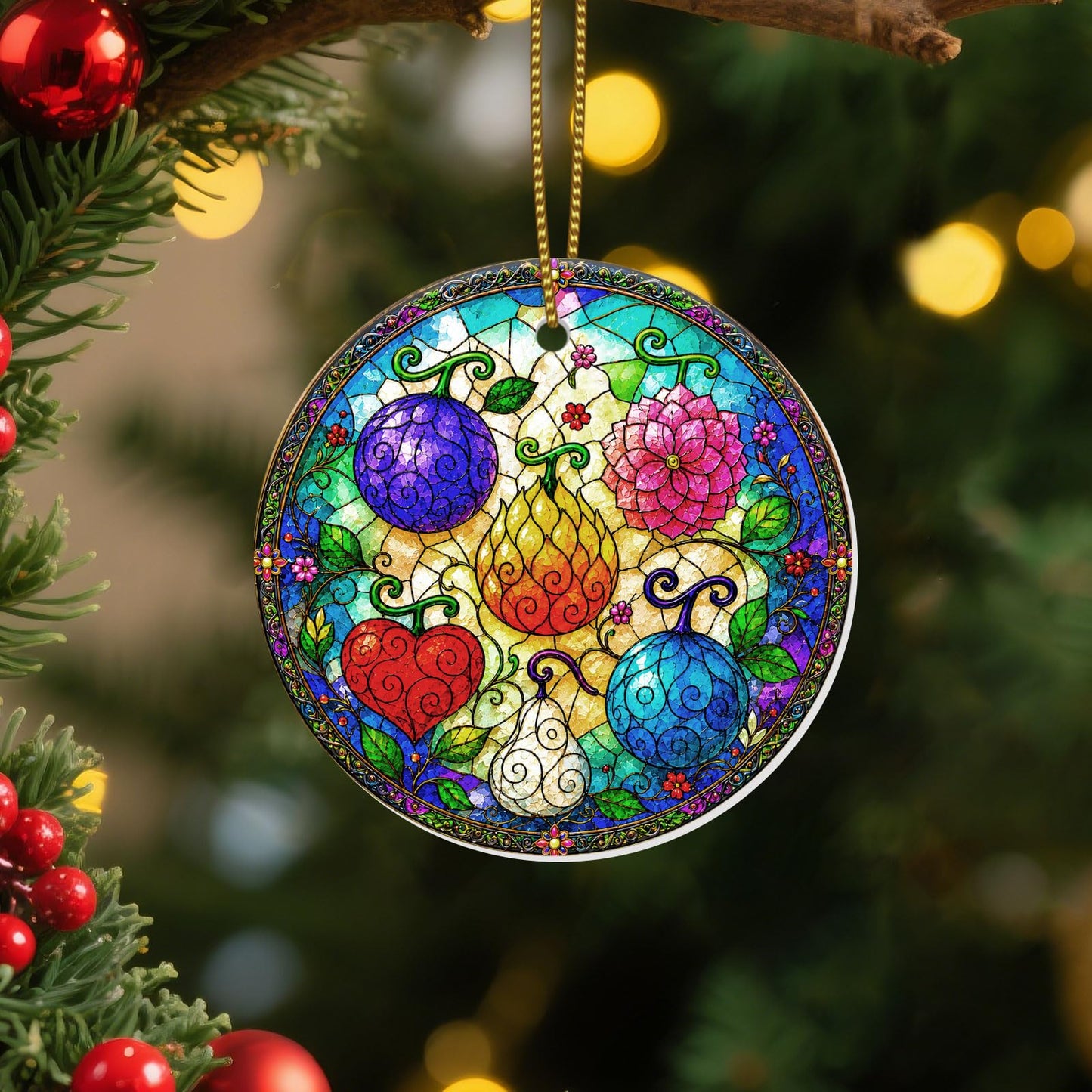 Stained Glass Snowy Owl Ornament – Artistic Ceramic Christmas Decoration for Bird Lovers, Holiday Keepsake Gift 2025 WN420