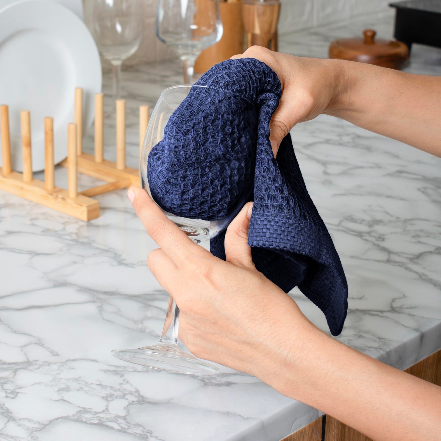 Cotton Waffle Weave Wash Cloths - Pack of 6 (12x12 Inches) | Ultra Soft, Absorbent Dish Cloths | Quick Dry, Dish Cloths & Dish Rags - Taupe/Grey (Kitchen Essentials) BST220
