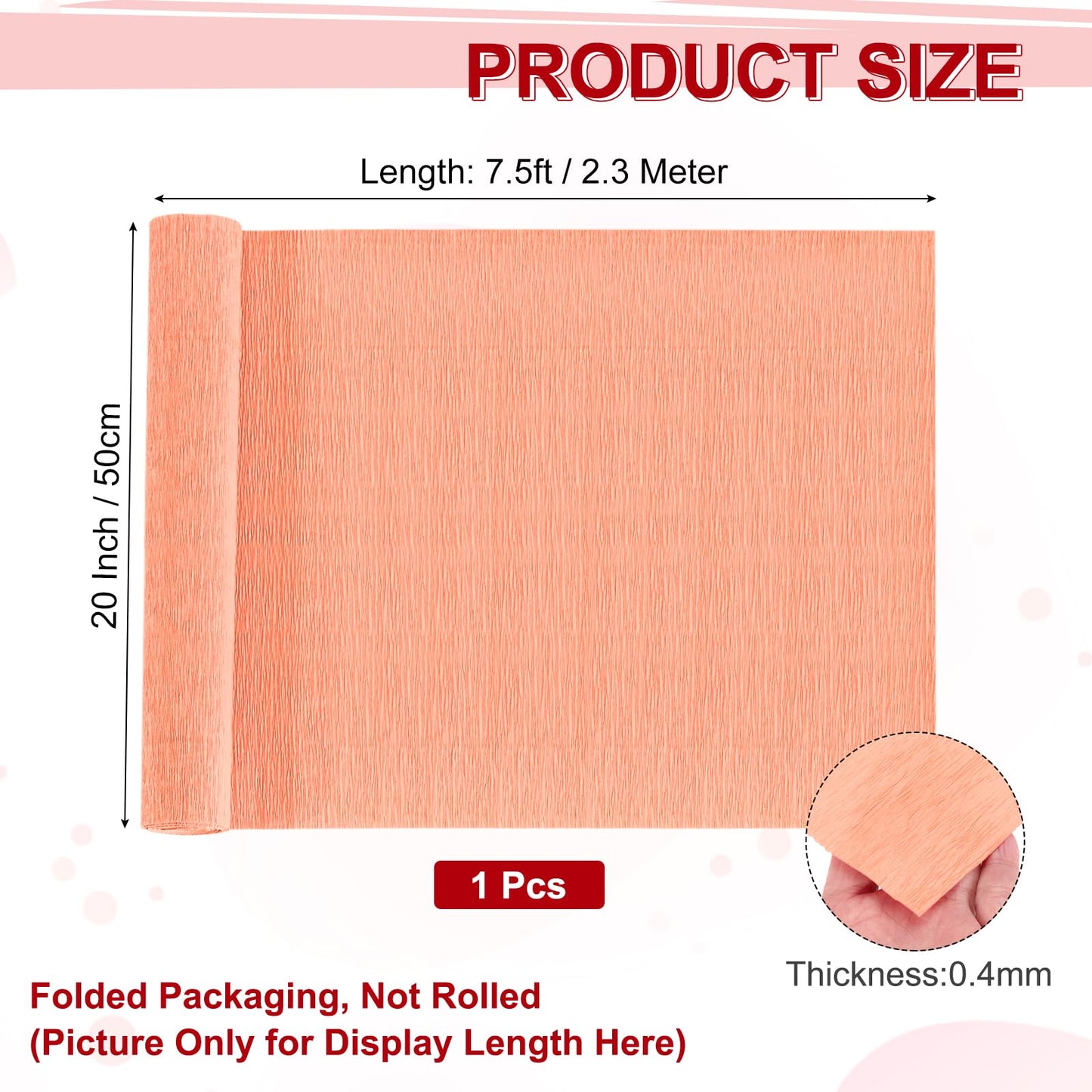 MECCANIXITY Crepe Paper Roll 7.5ft Long 20 Inch Wide for Wedding Ceremony Various Large Festivals Decoration, Light Champagne BST326L