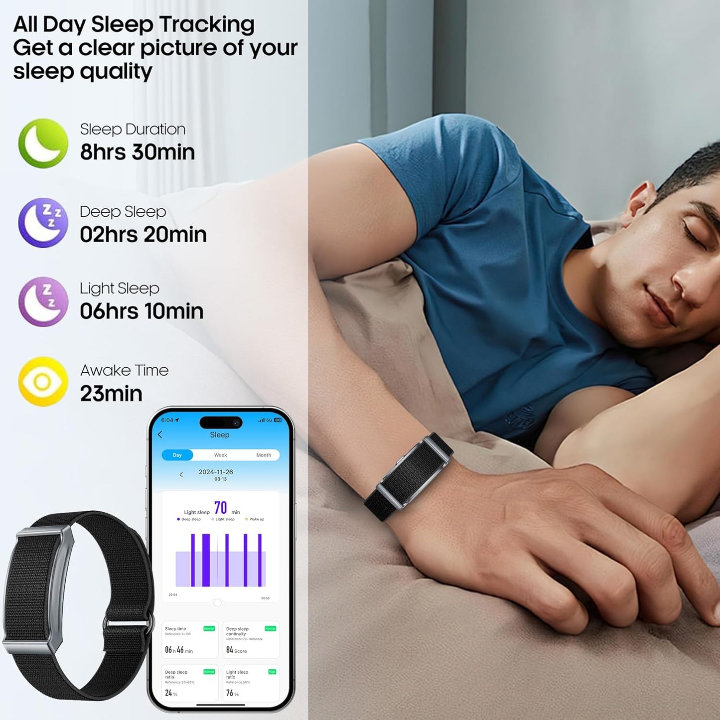 Smart Bracelet Activity Tracker Heart Rate Body Monitoring AI Health 89