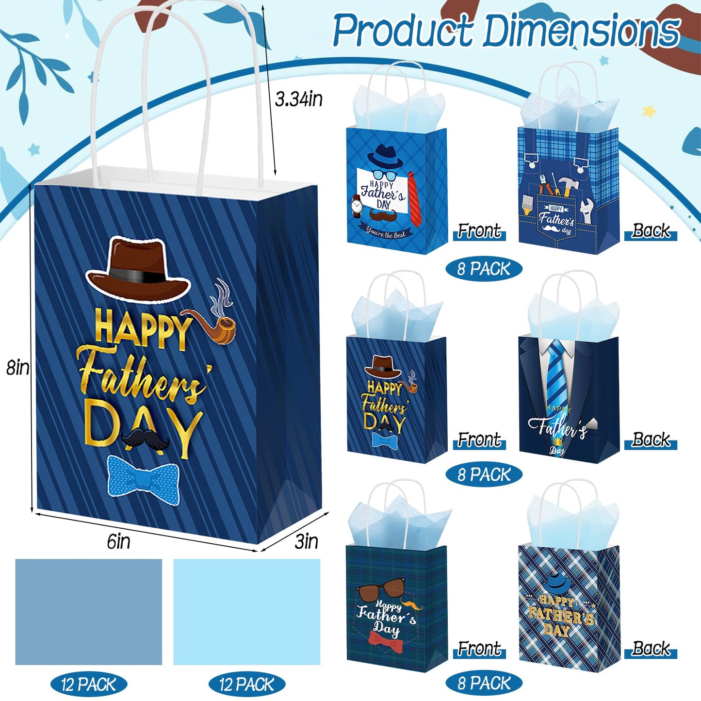 24 Pcs Paper Gift Bags with Handle Party Favor Treat Bags for Birthday Party Supplies WN420